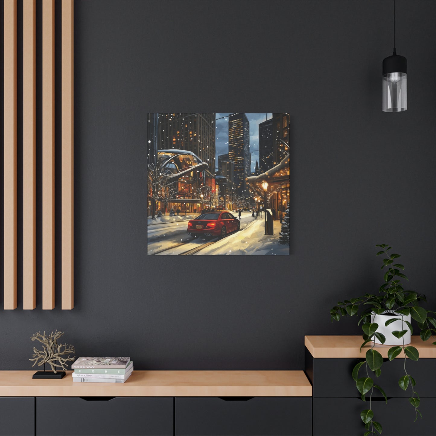 Denver Winter Cityscape Matte Canvas Wall Art - Stretched 1.25"