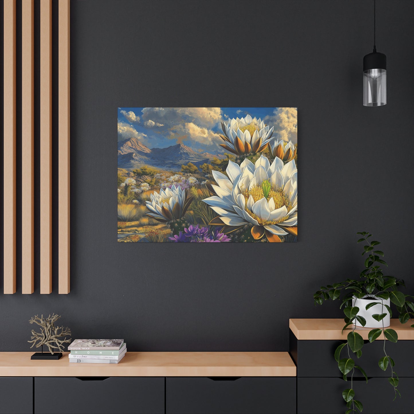 Floral Desert Landscape Canvas Art - Stretched Matte Wall Decor