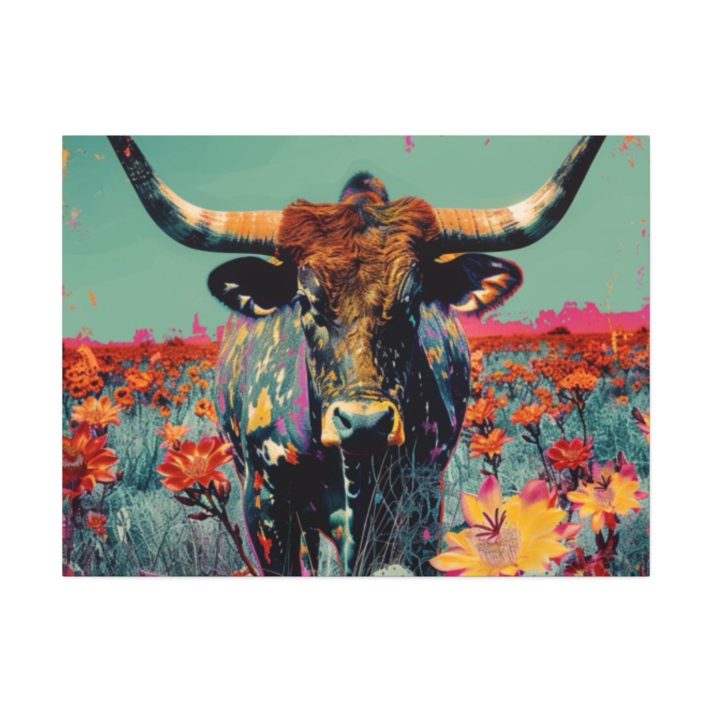 Long Horn Bull v1 Canvas Stretched, 1.5''