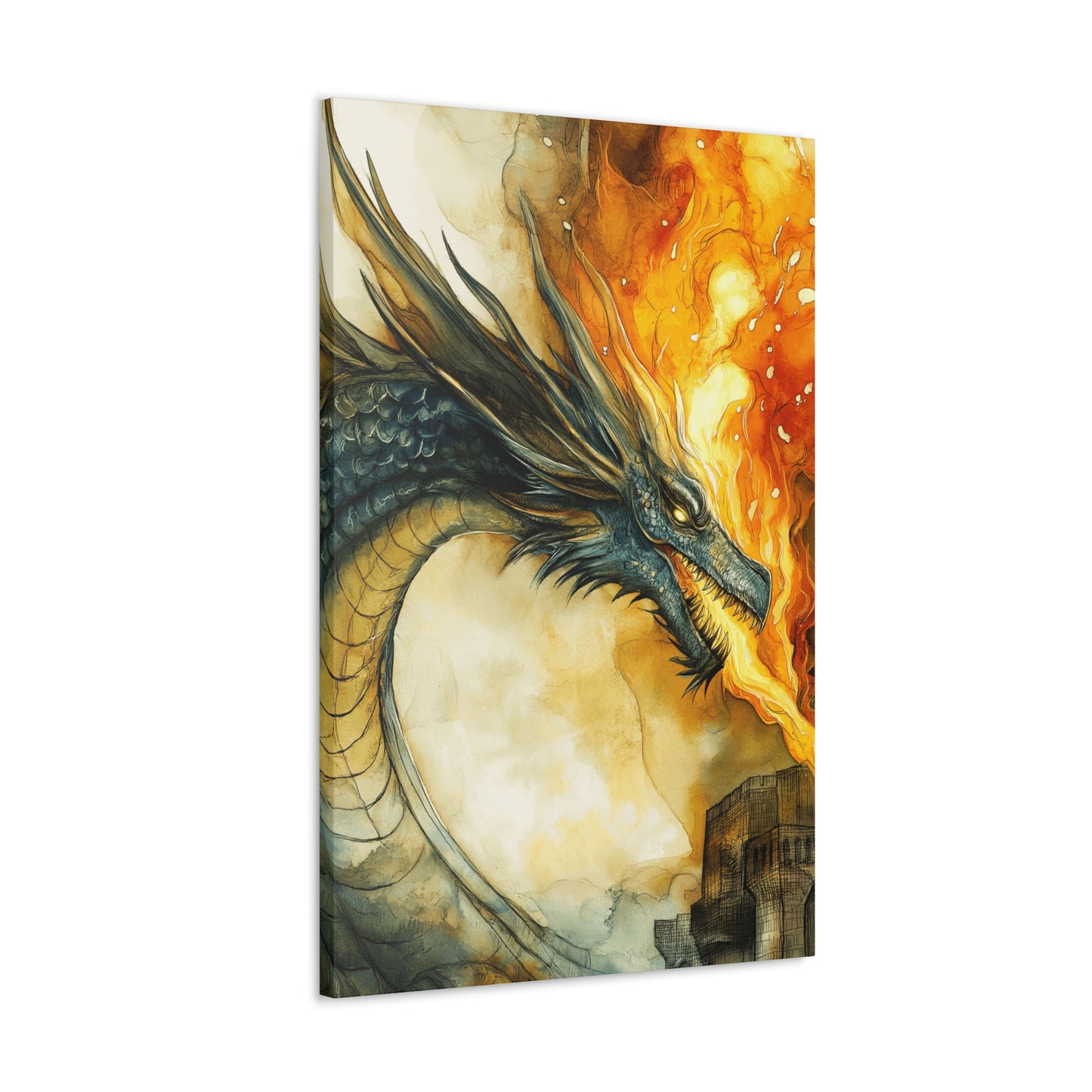 Canvas Gallery Wraps - Dragon Fire 7 Attachs Castle Wall Art Decor