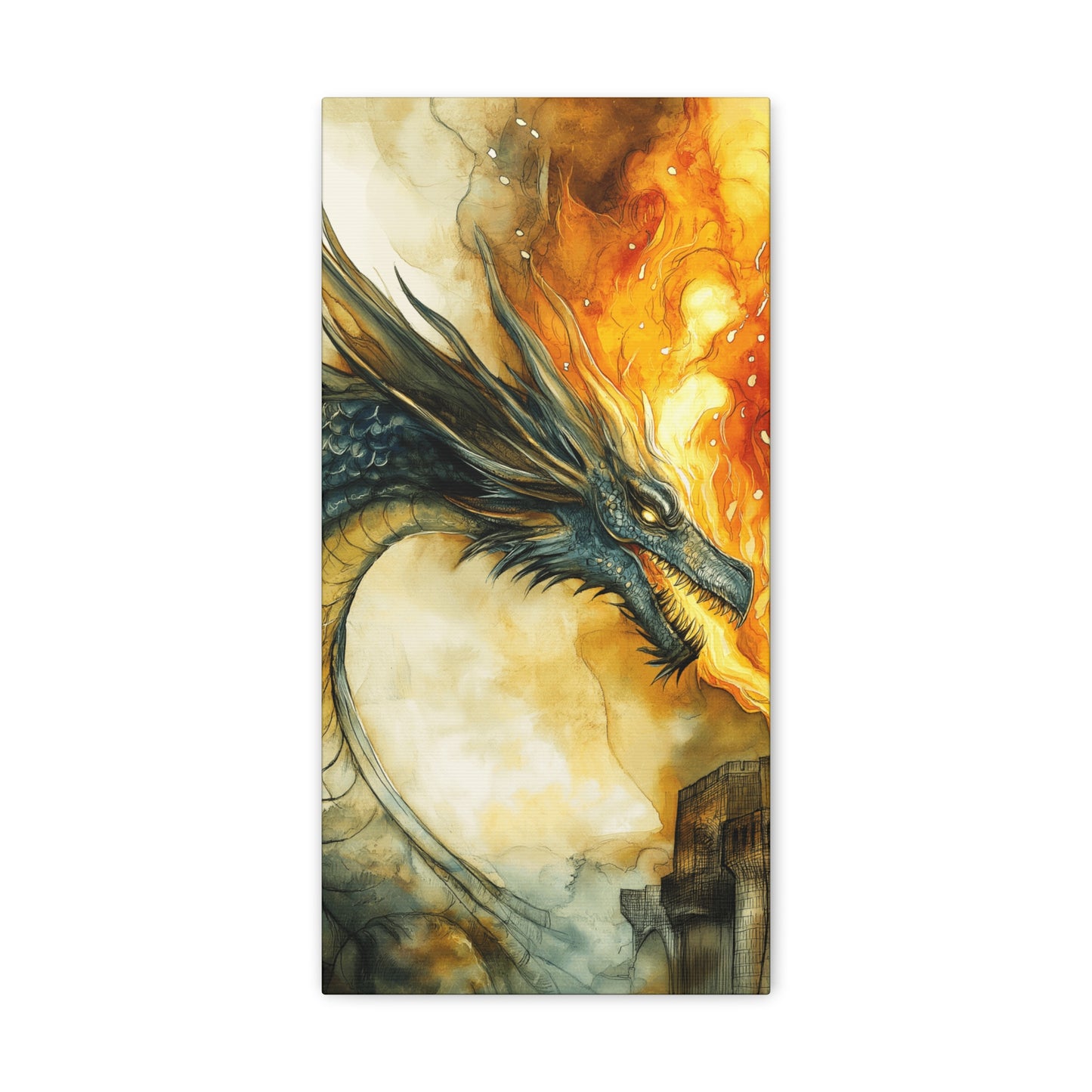 Canvas Gallery Wraps - Dragon Fire 7 Attachs Castle Wall Art Decor