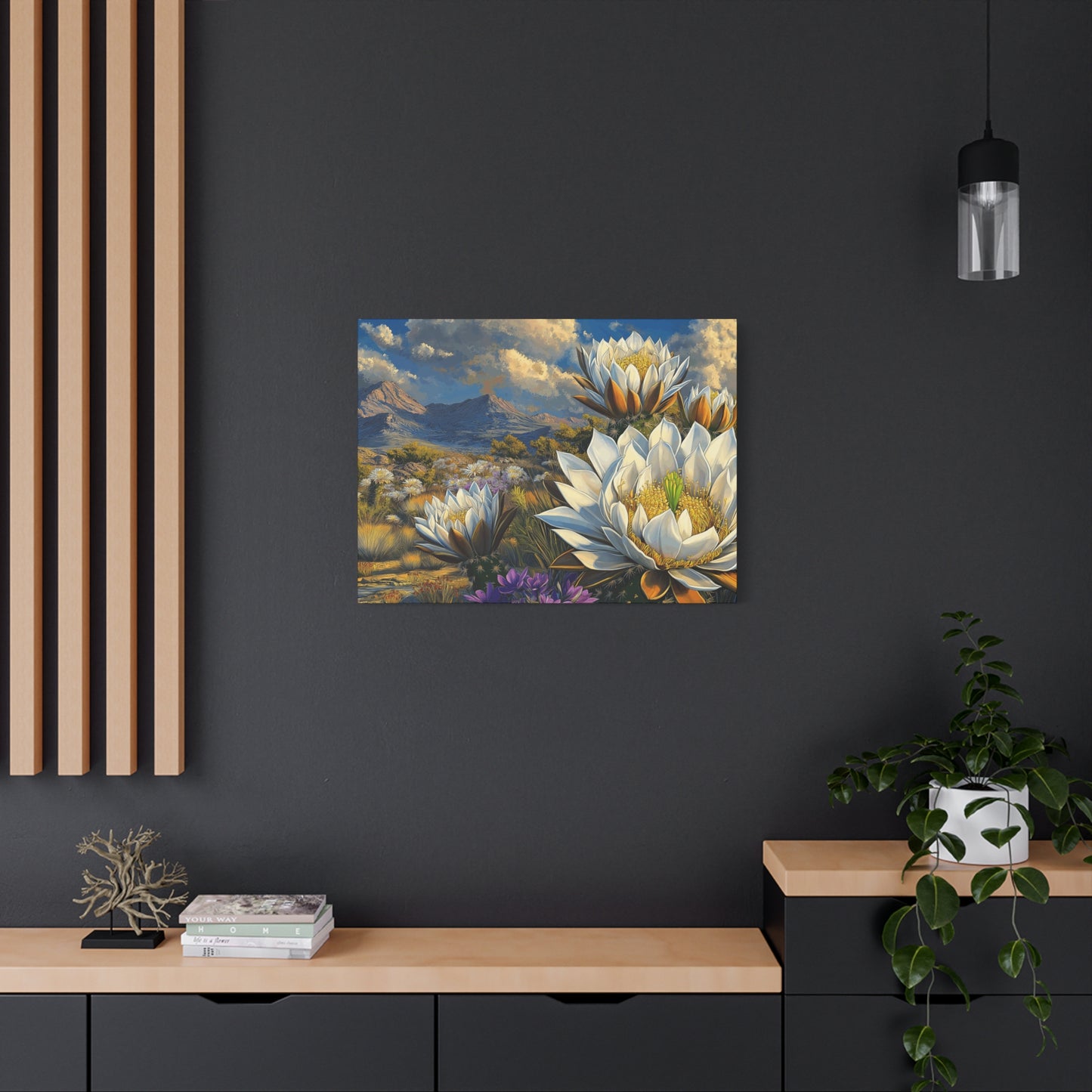 Floral Desert Landscape Canvas Art - Stretched Matte Wall Decor