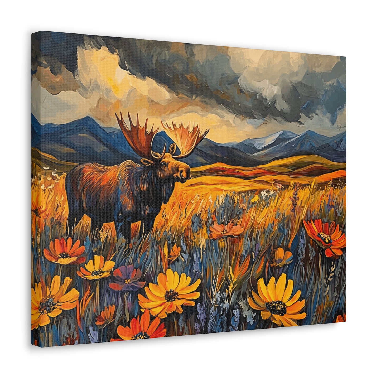 Canvas Gallery Wraps - Wild Flowers and Wild Moose Wall Art