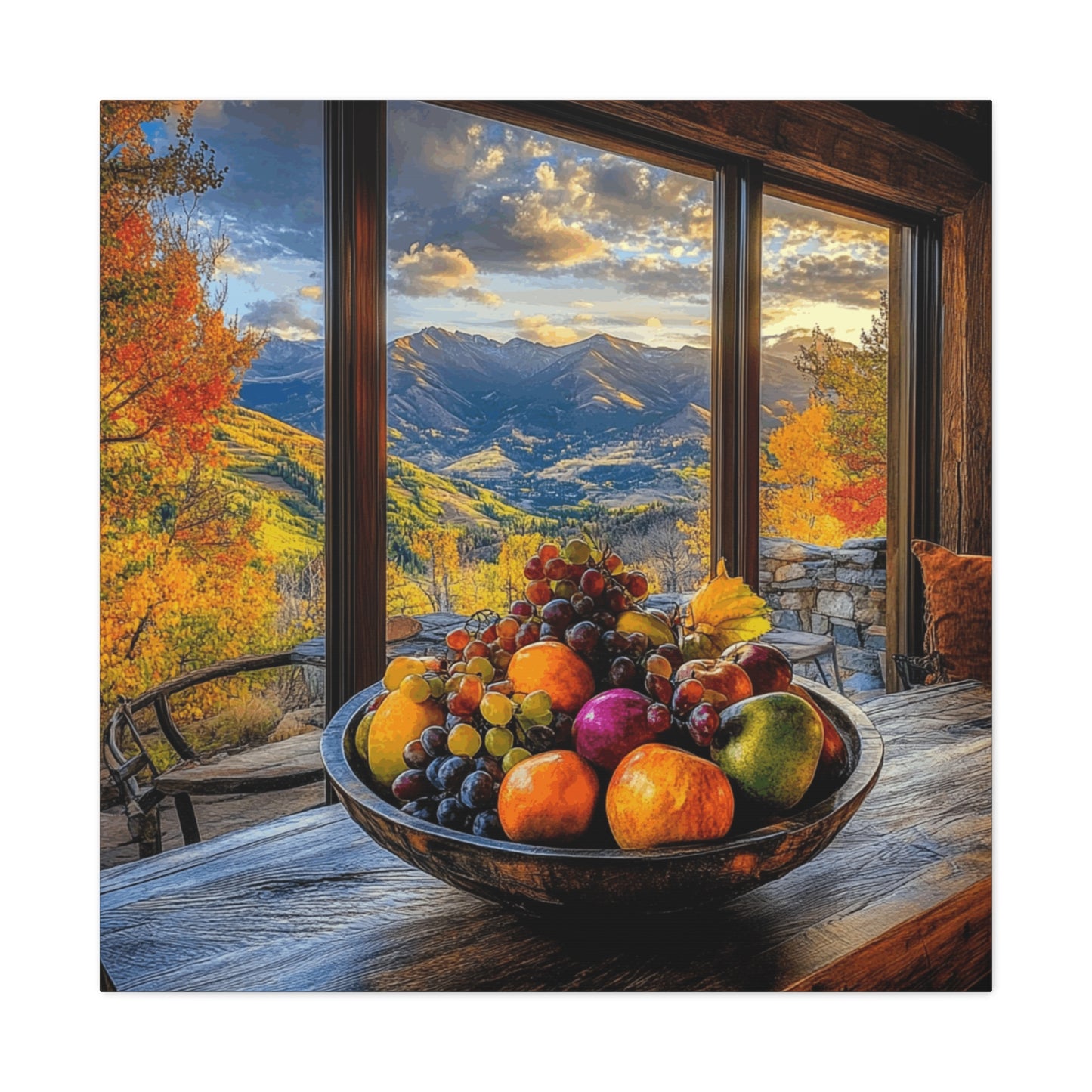 Canvas Gallery Wraps - Mountain View with Fruit Bowl