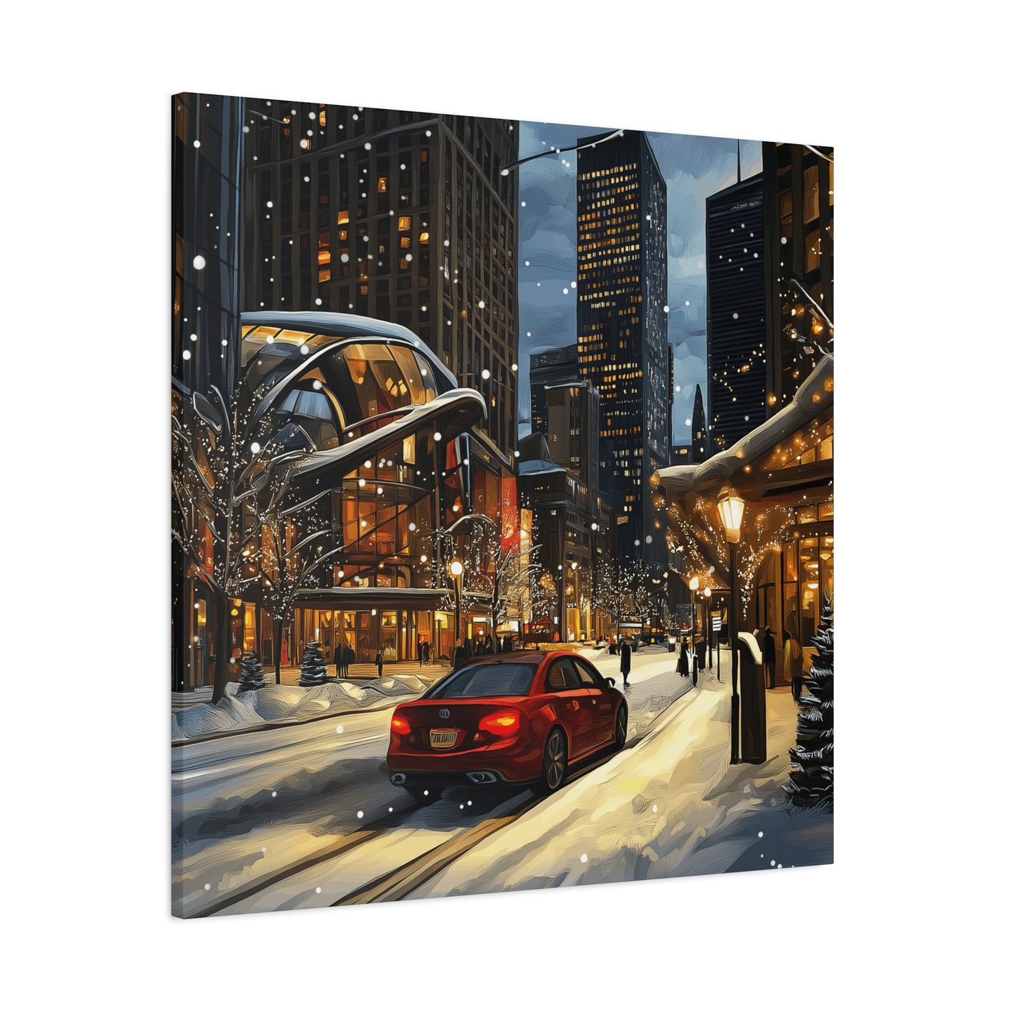 Denver Winter Cityscape Matte Canvas Wall Art - Stretched 1.25"