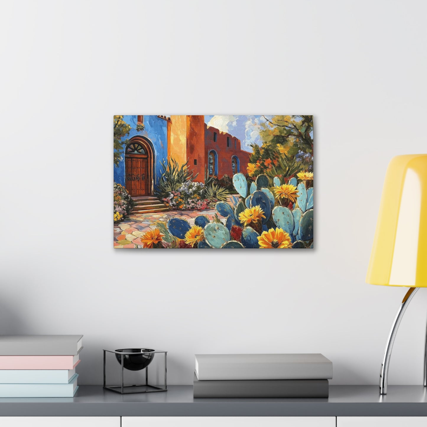 Canvas Gallery Wraps - Church and Cacti Blooming