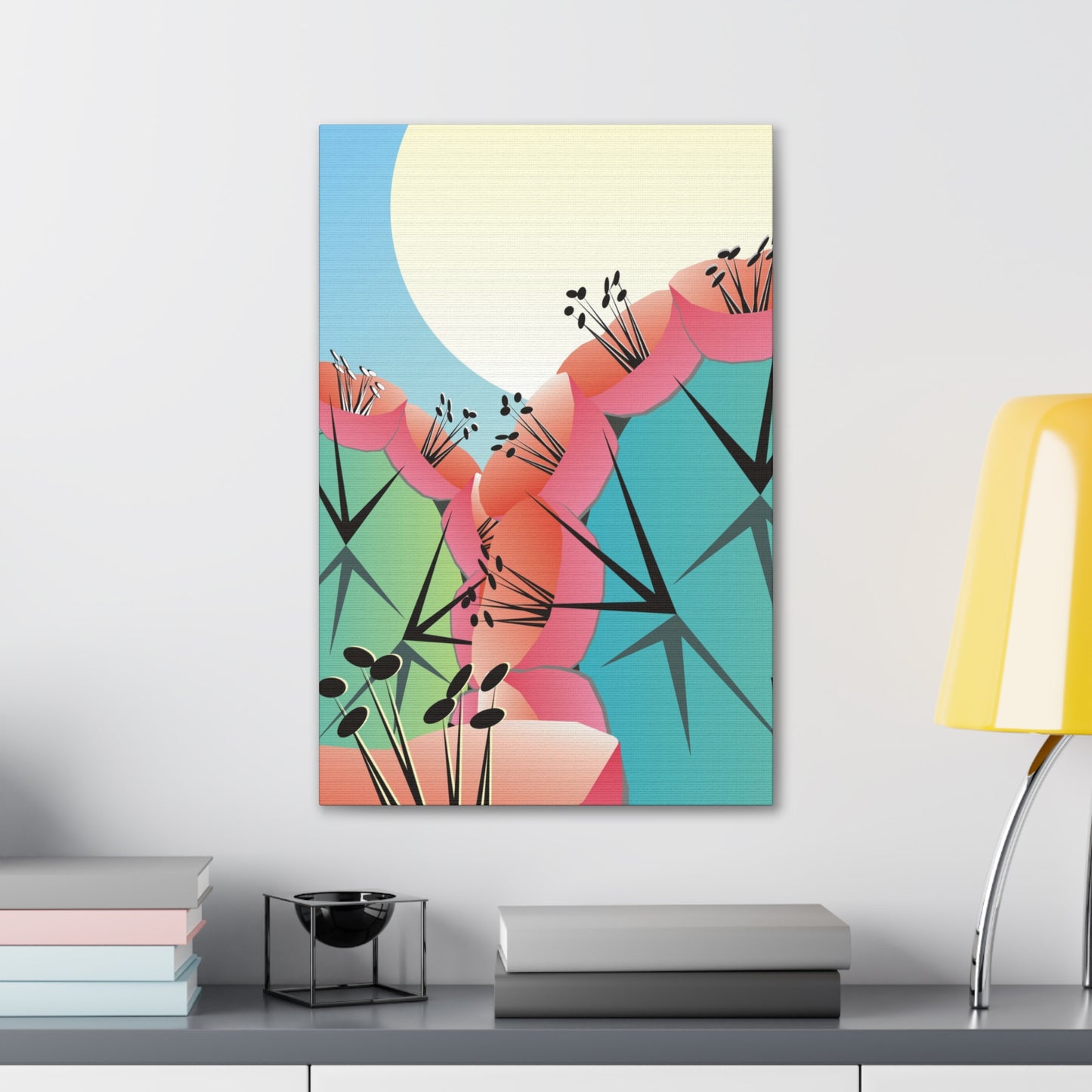 Canvas Wall Art - Desert Moon Cactus Print