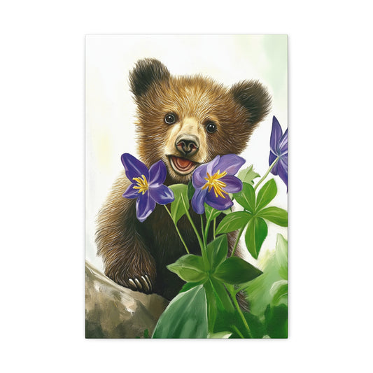 Cub with purple flower