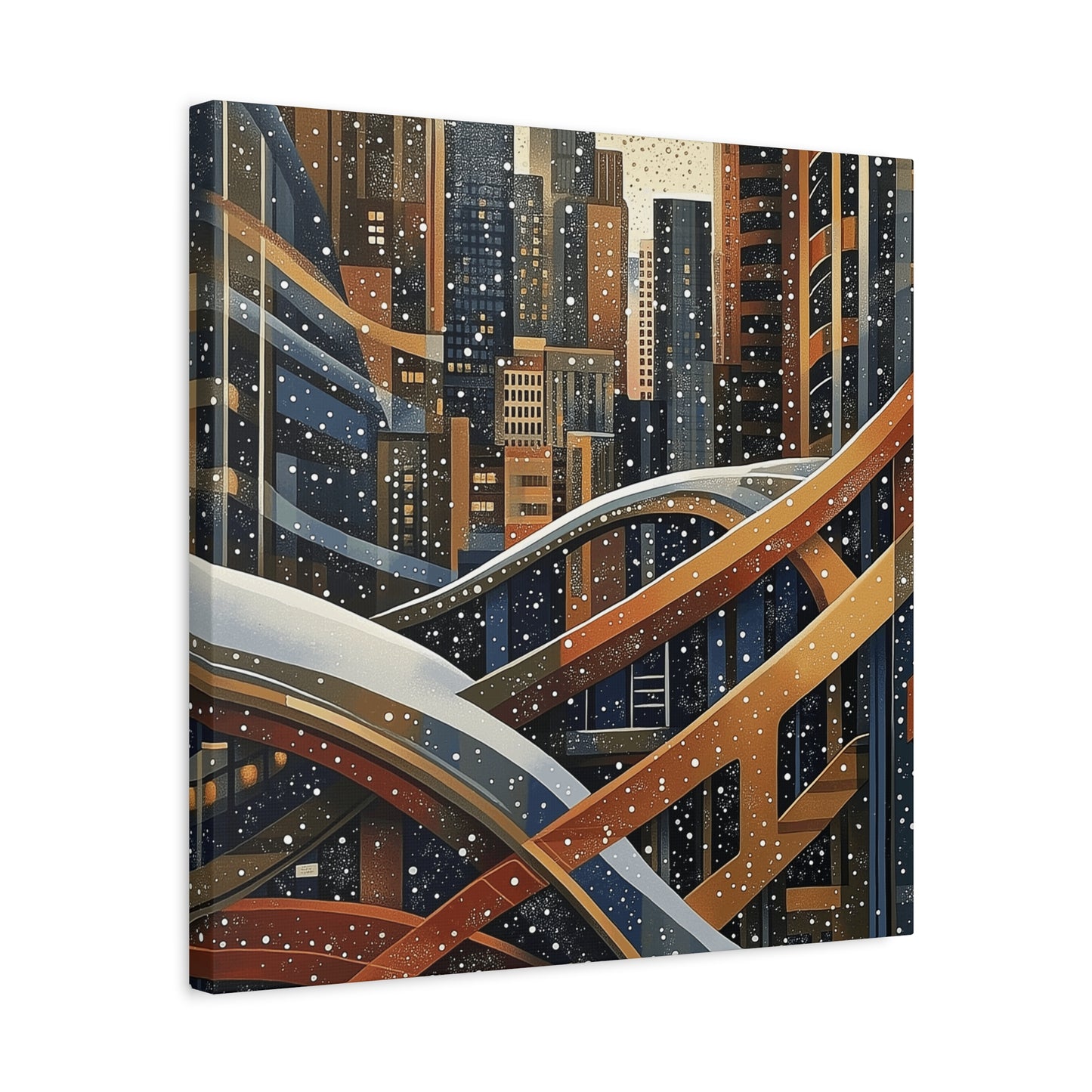 Denver Urban Winter Landscape Matte Canvas Print