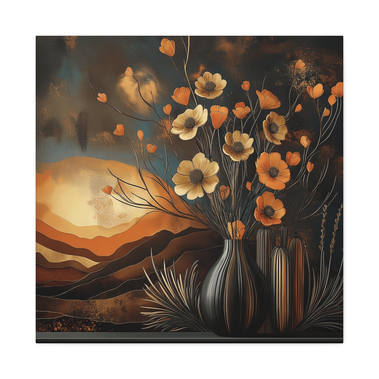 Floral Sunset Canvas Art - Bohemian Wall Décor