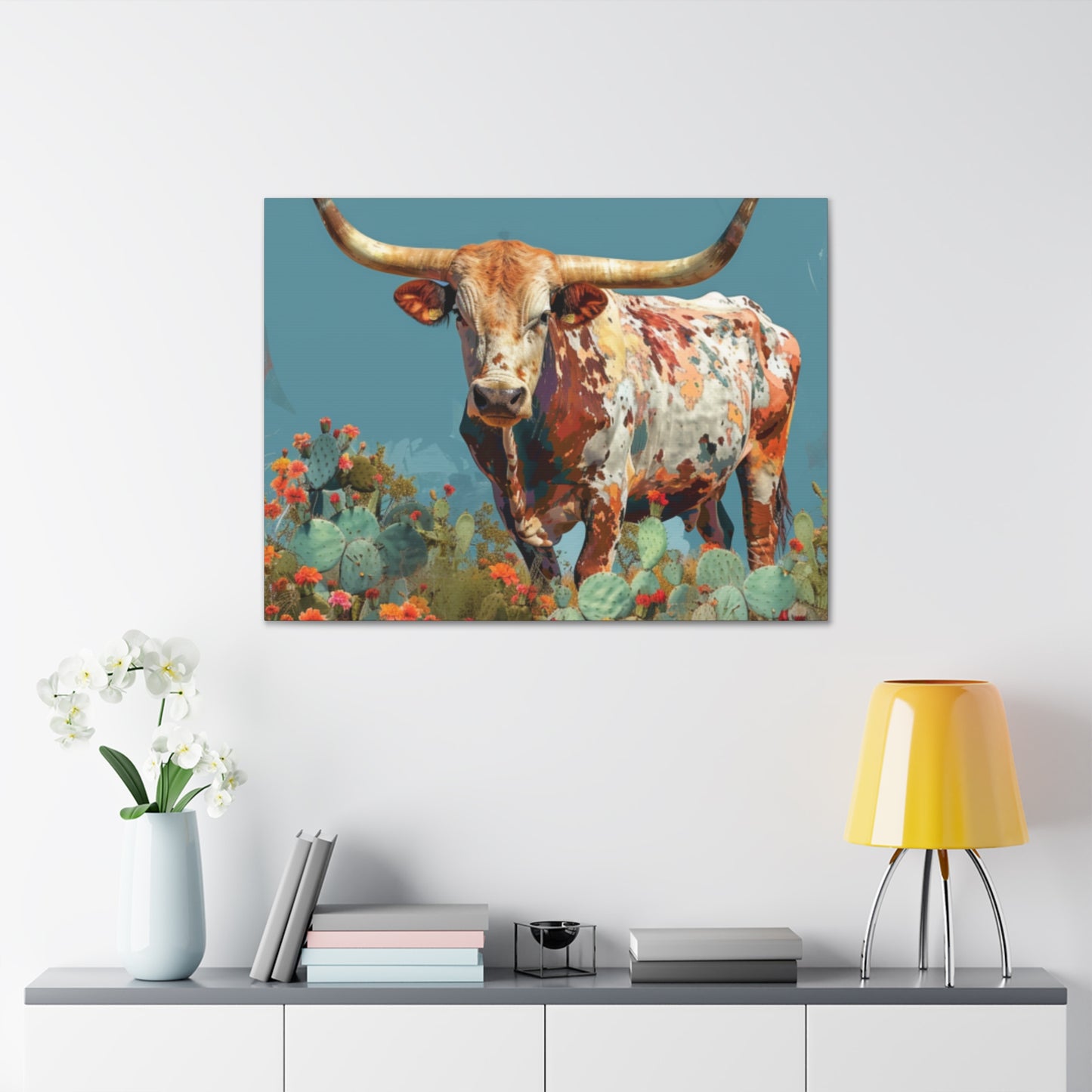 Long Horn Bull v8a Canvas Gallery Wrap