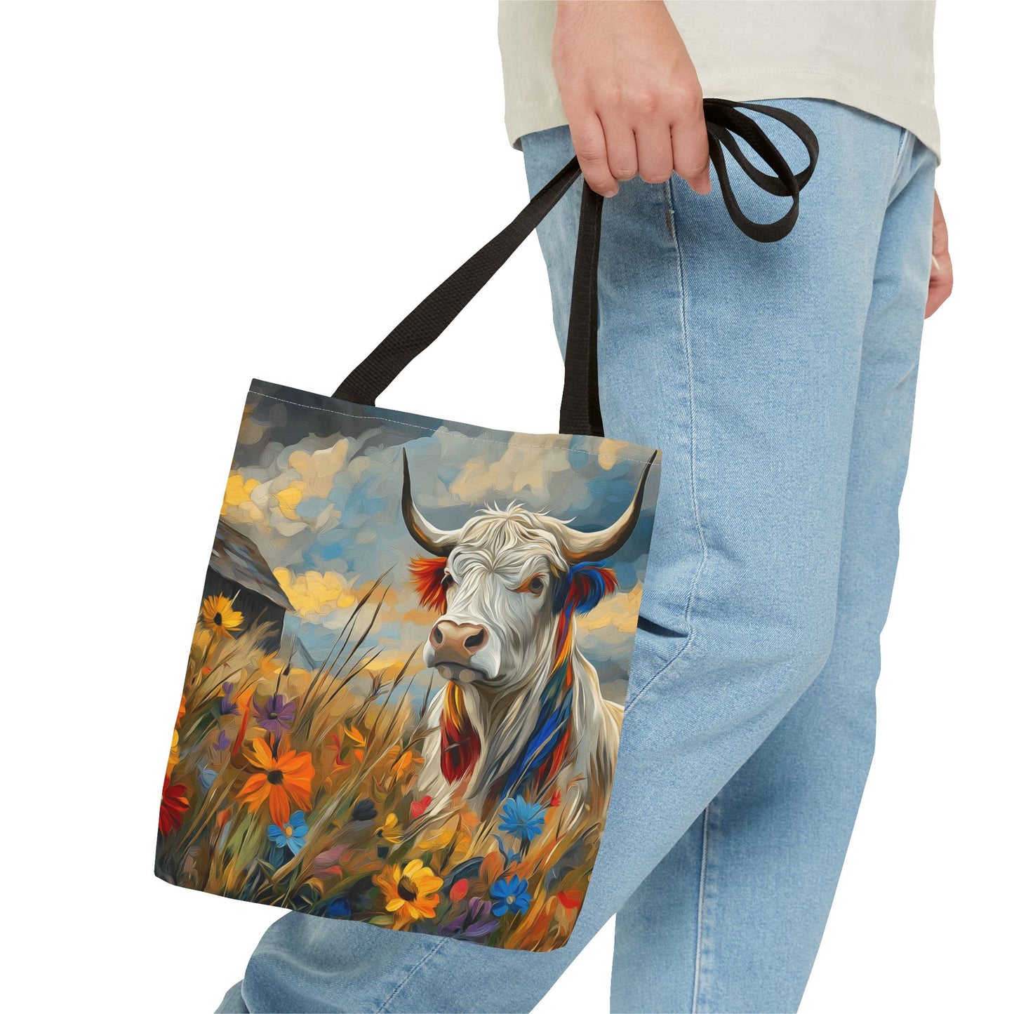 Colorful Cow Tote Bag - Close to Barn Design