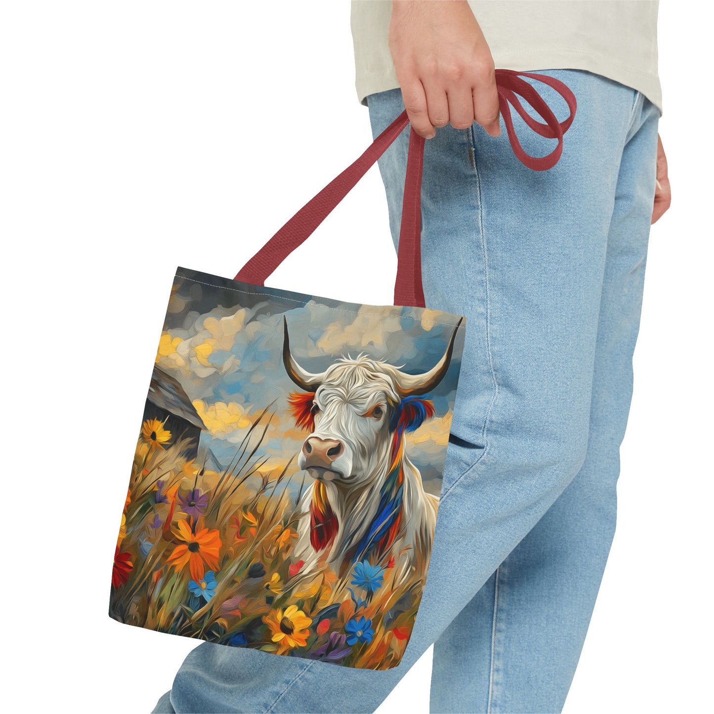 Colorful Cow Tote Bag - Close to Barn Design