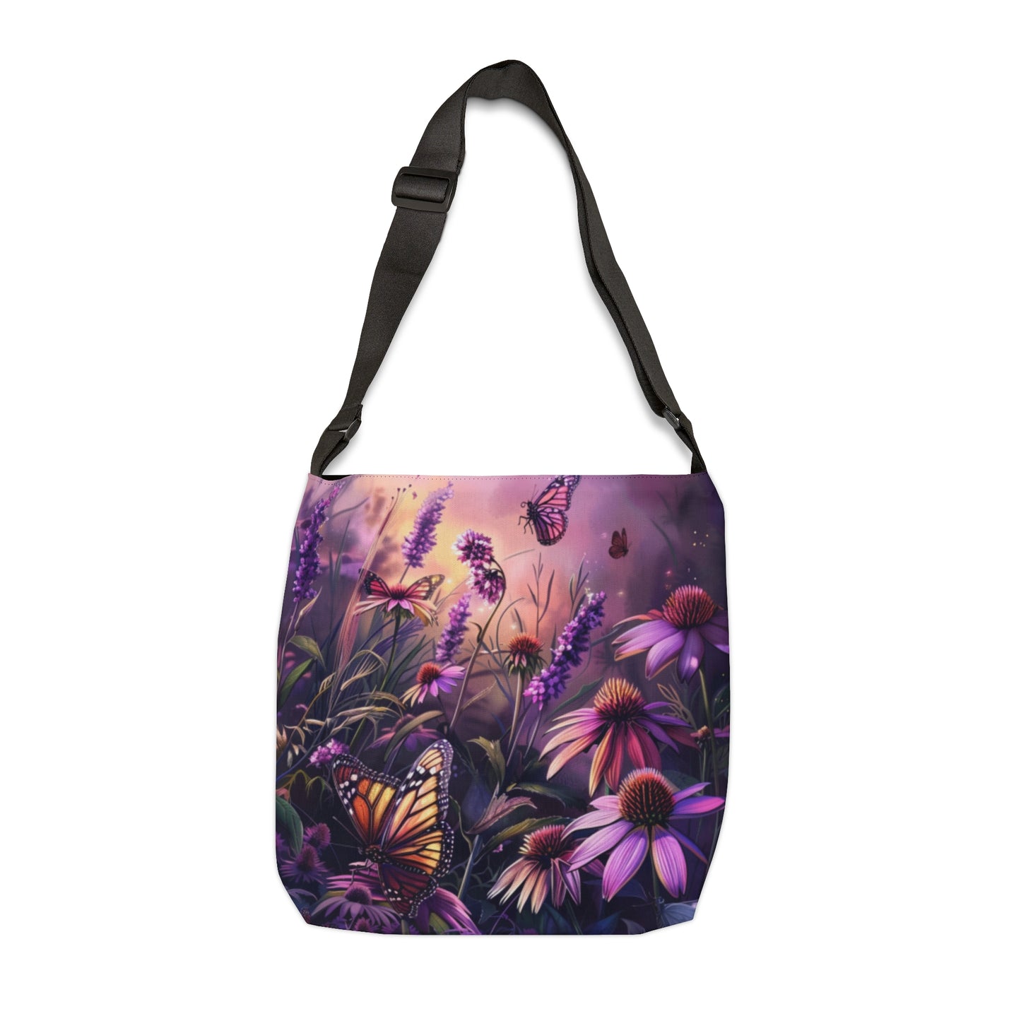 Butterfly Flowers Adjustable Tote Bag