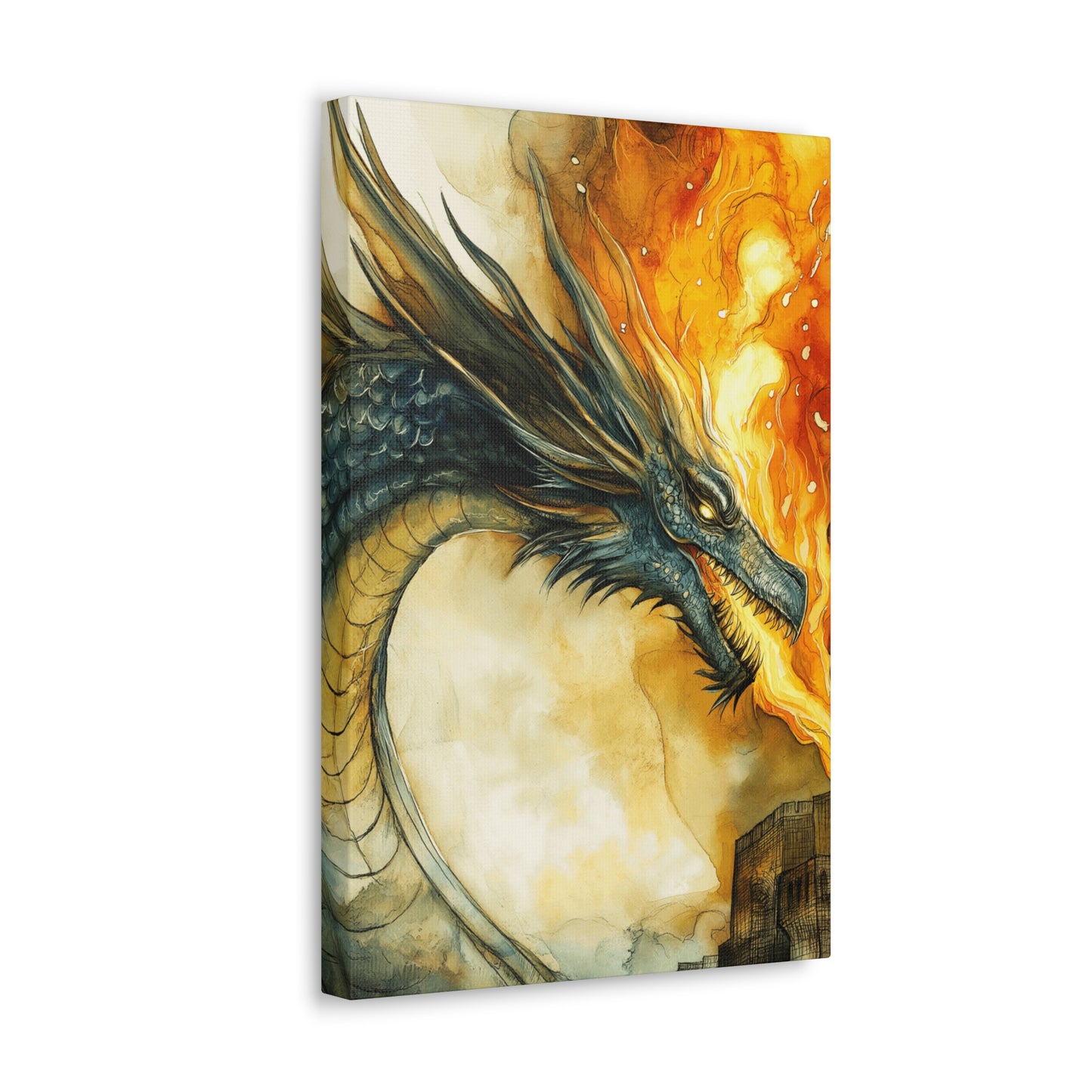 Canvas Gallery Wraps - Dragon Fire 7 Attachs Castle Wall Art Decor