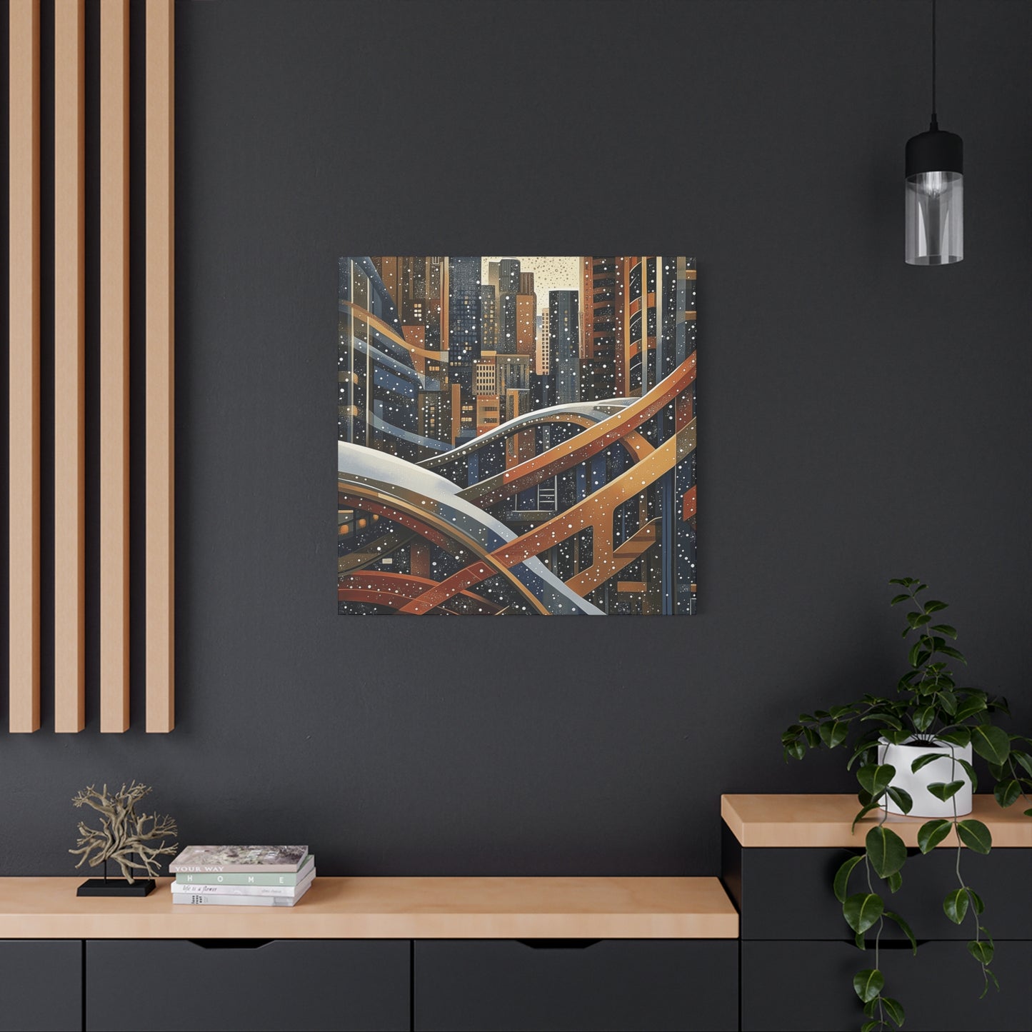 Denver Urban Winter Landscape Matte Canvas Print