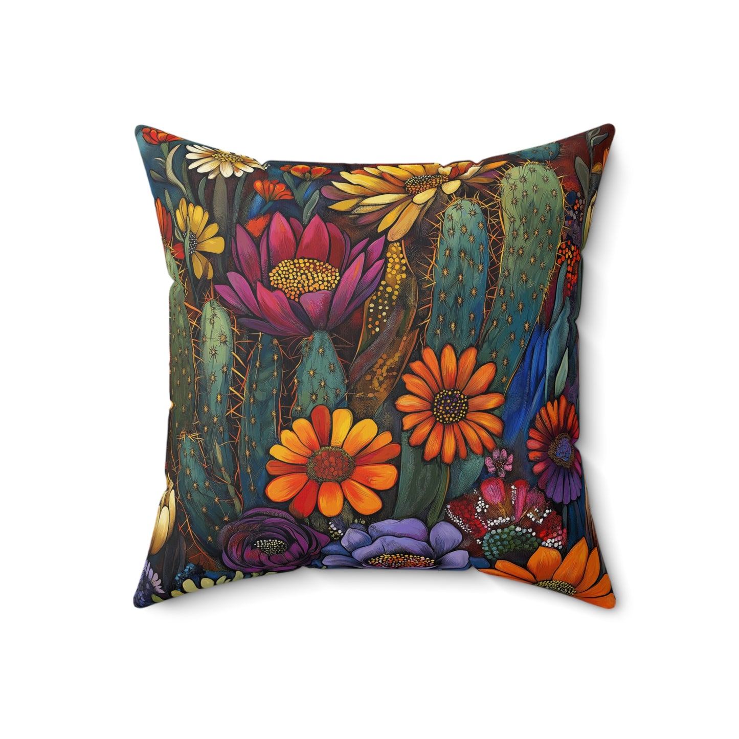 Square Pillow - Bold Cacti Flower