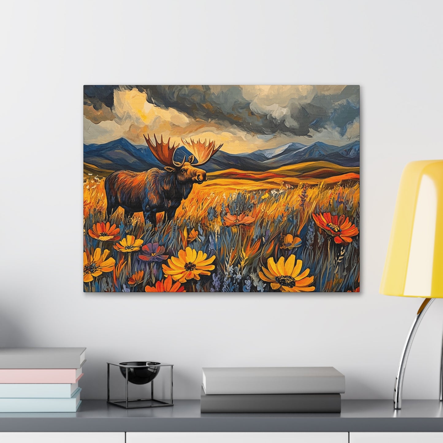 Canvas Gallery Wraps - Wild Flowers and Wild Moose Wall Art