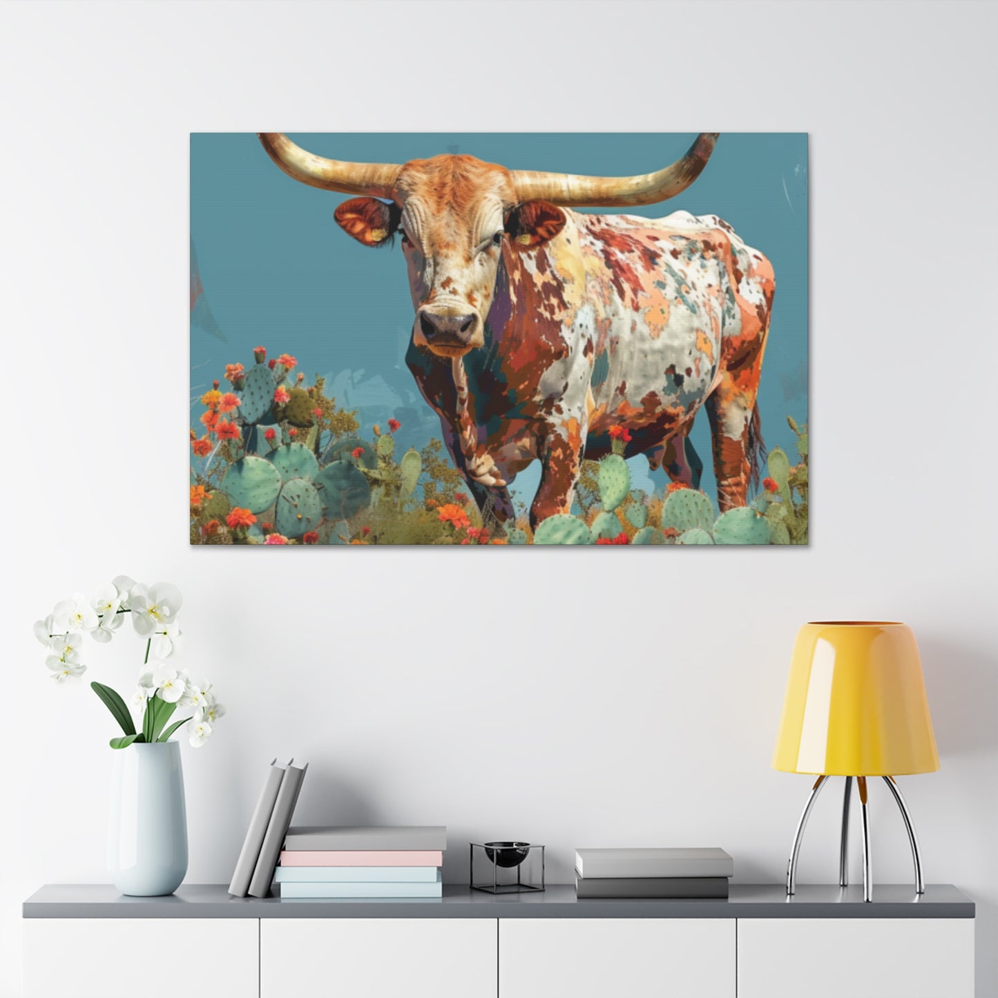 Long Horn Bull v8a Canvas Gallery Wrap