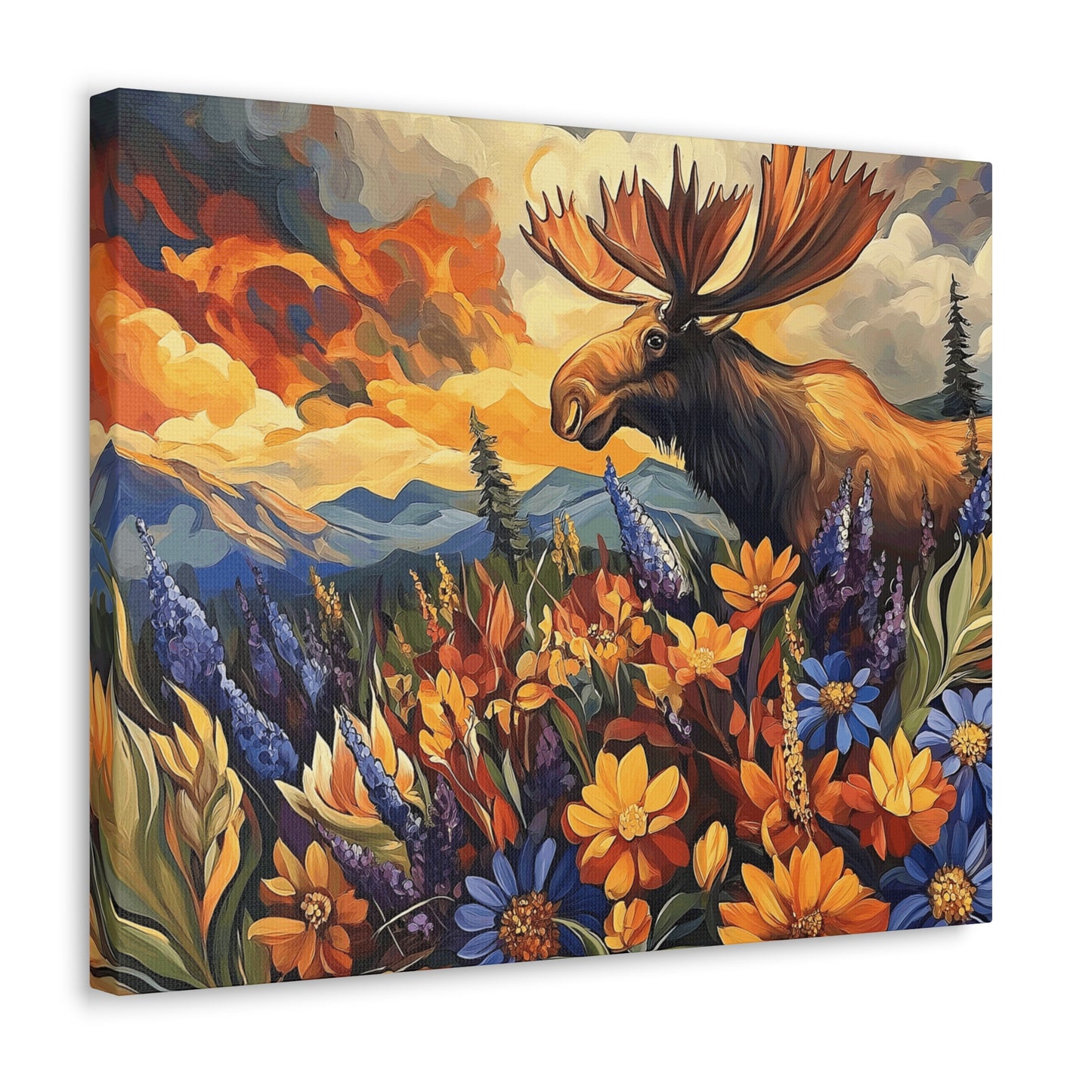 Canvas Gallery Wrap - Colorado Happy Moose in Rocky Mountains Wall Art