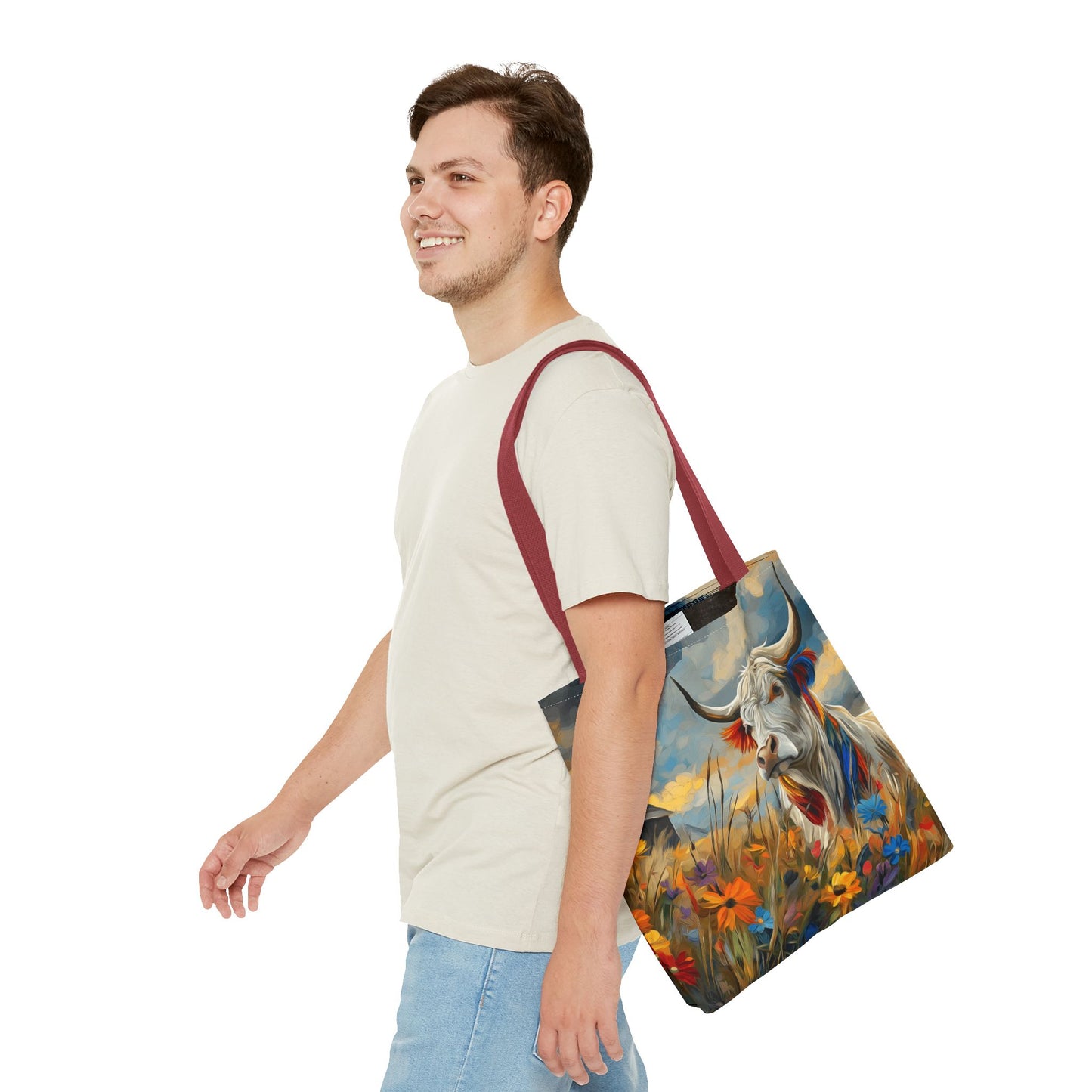 Colorful Cow Tote Bag - Close to Barn Design