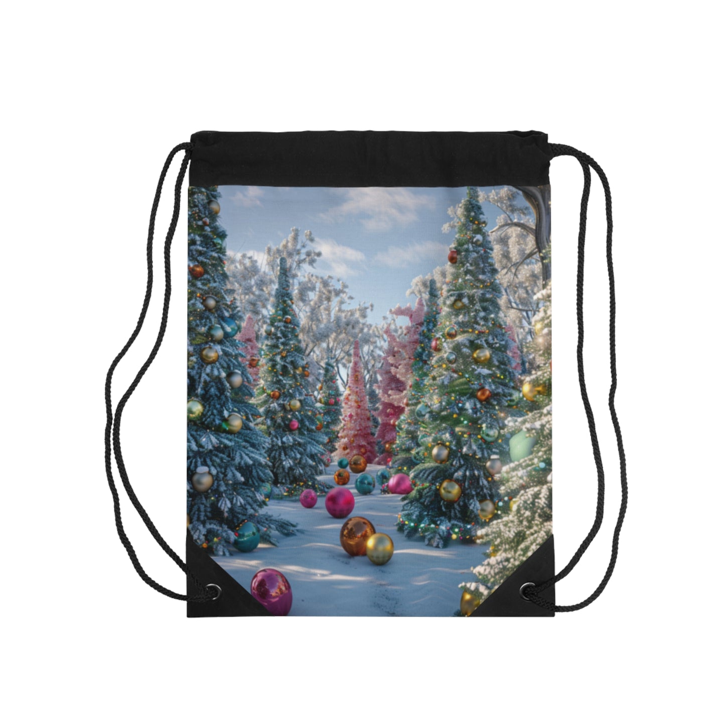 Christmas Trees 2a Drawstring Bag