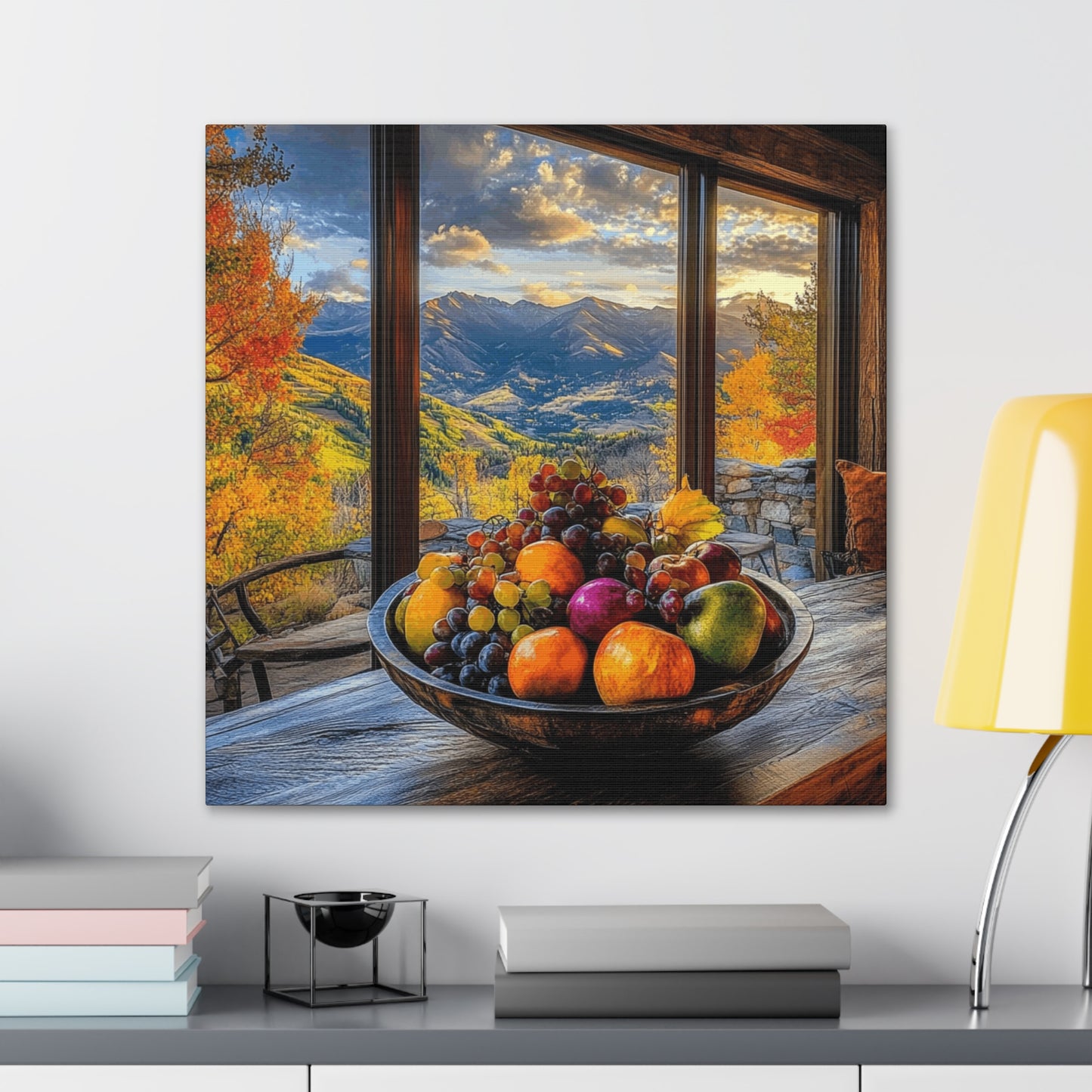 Canvas Gallery Wraps - Mountain View with Fruit Bowl