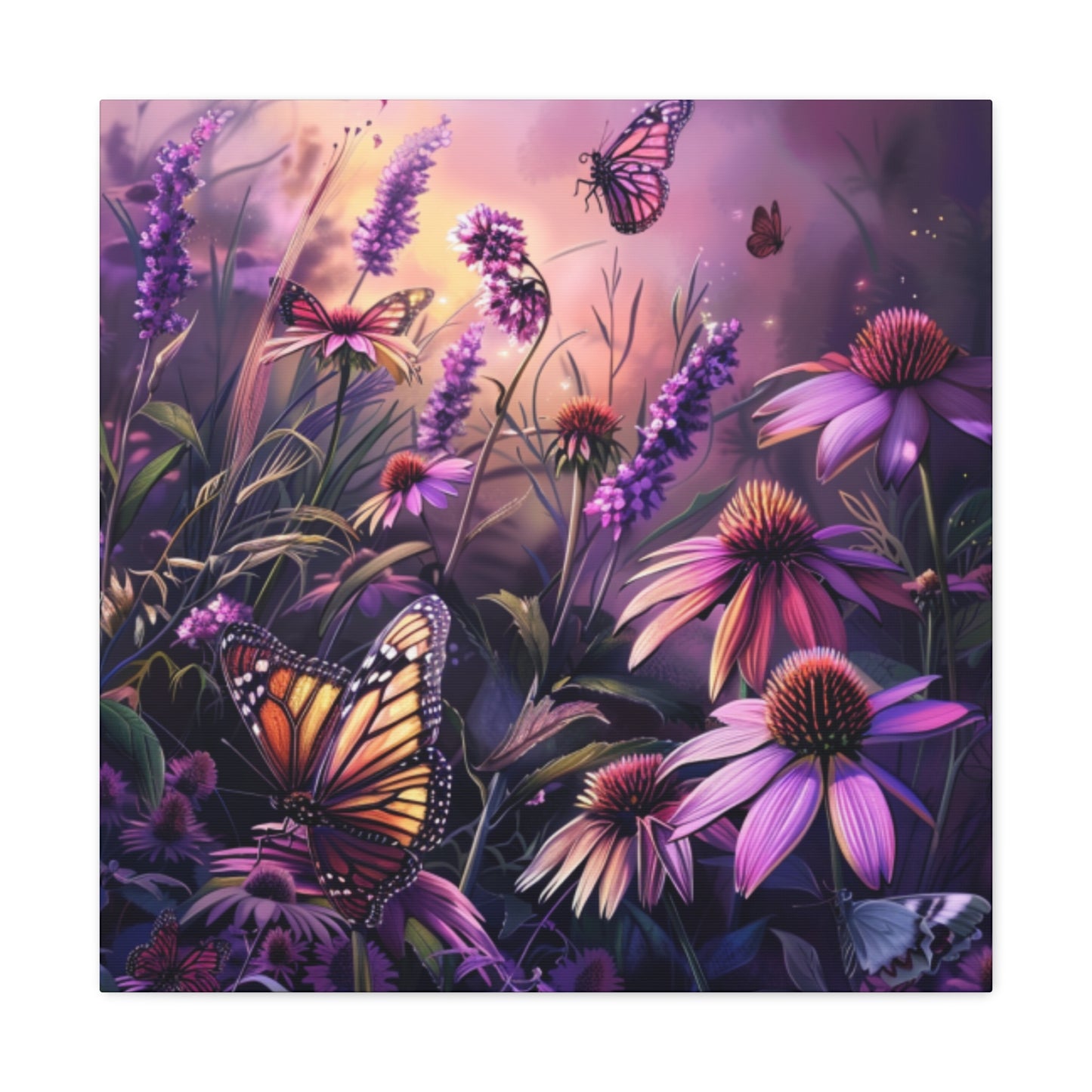 Butterfly Flowers Canvas Gallery Wraps