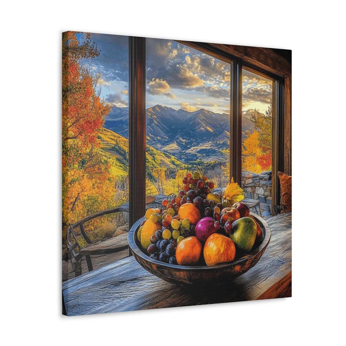 Canvas Gallery Wraps - Mountain View with Fruit Bowl