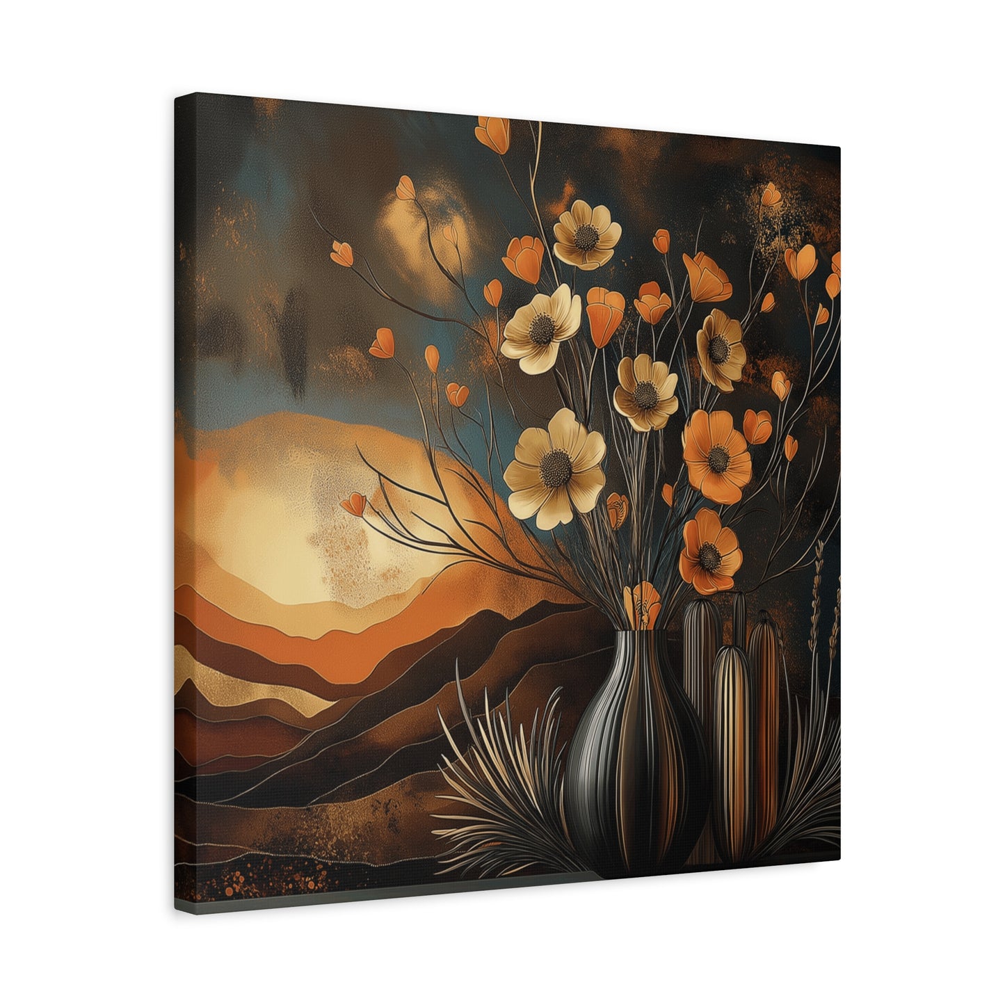 Floral Sunset Canvas Art - Bohemian Wall Décor