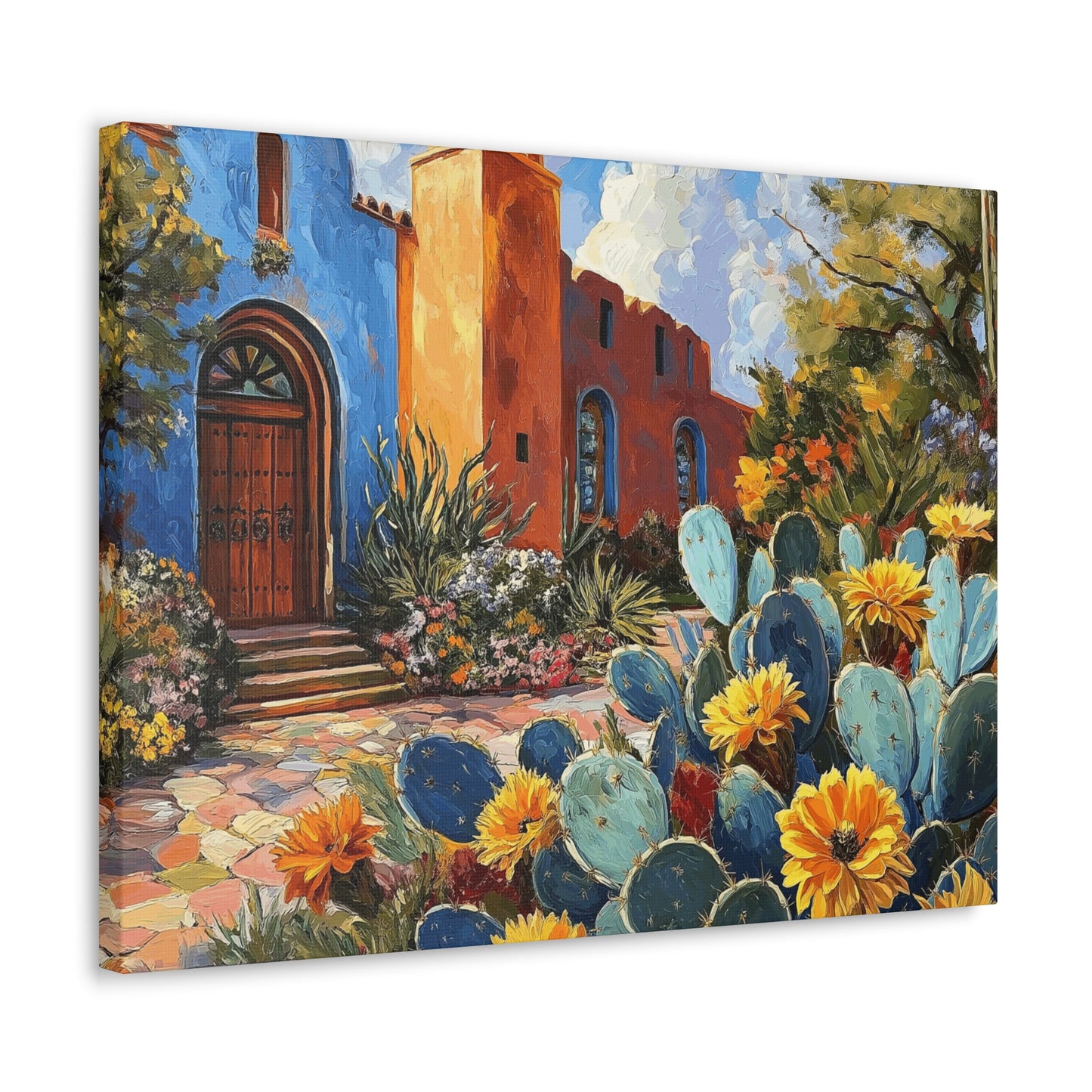 Canvas Gallery Wraps - Church and Cacti Blooming