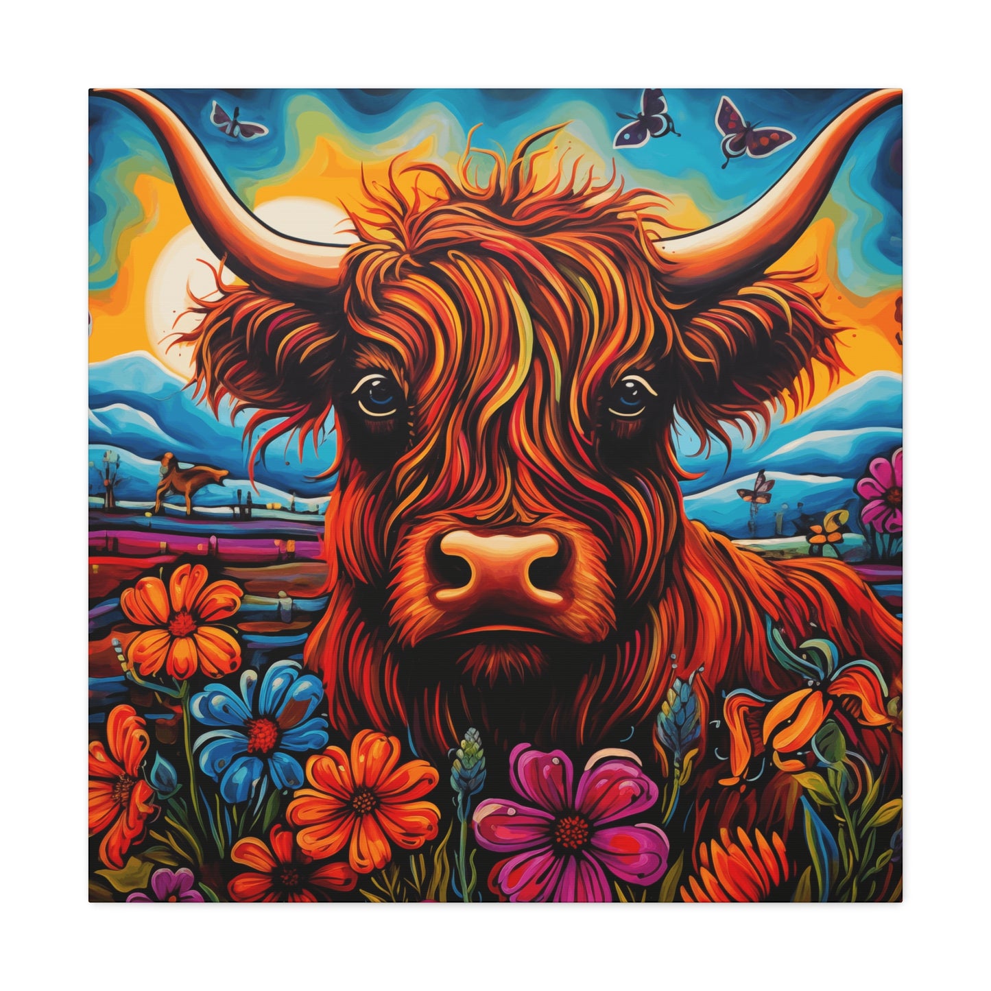 Canvas Wall Art - Highlands Cows in Rocky Mountains