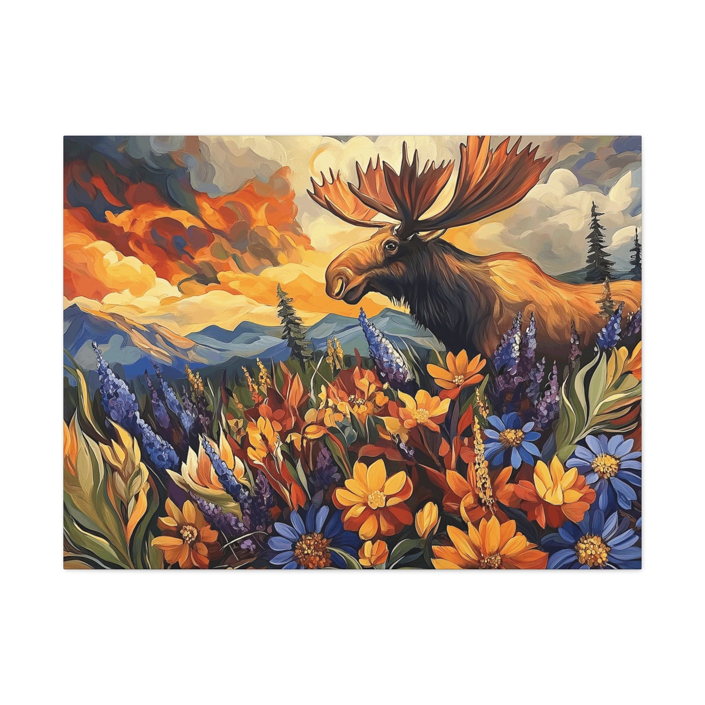 Canvas Gallery Wrap - Colorado Happy Moose in Rocky Mountains Wall Art