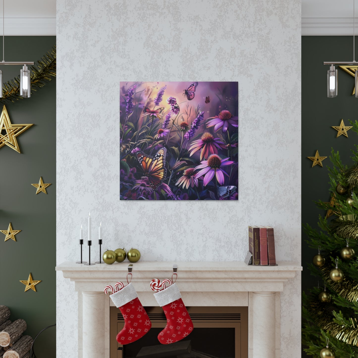 Butterfly Flowers Canvas Gallery Wraps