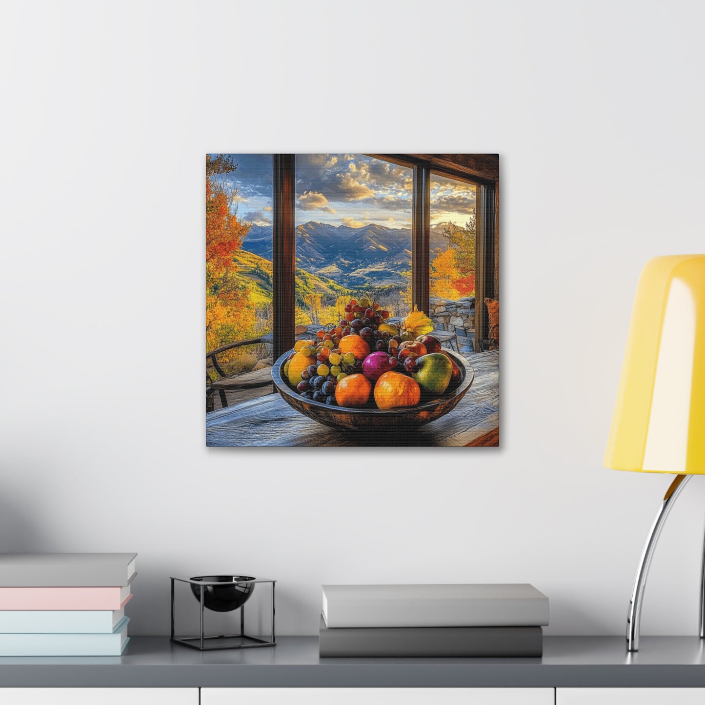 Canvas Gallery Wraps - Mountain View with Fruit Bowl