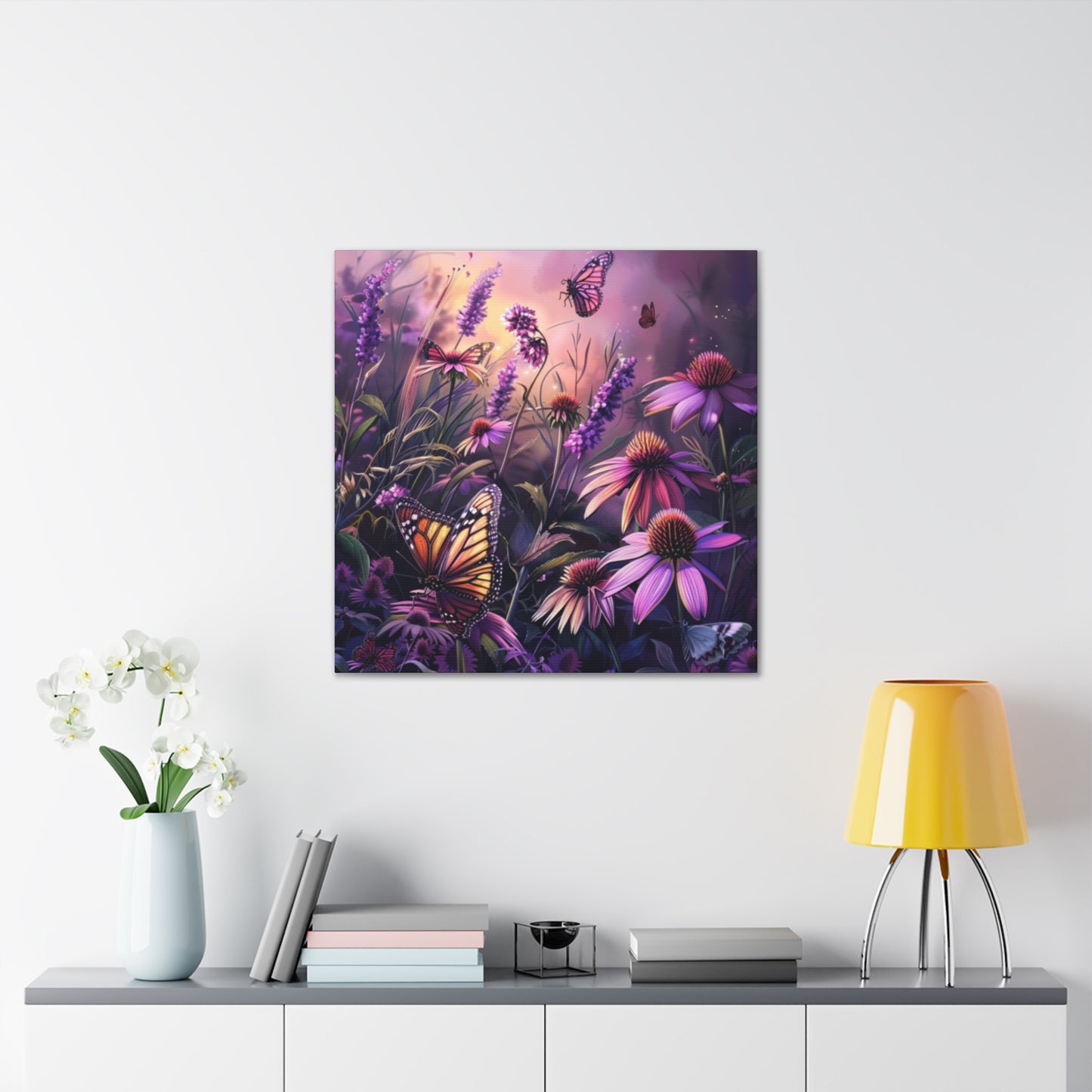 Butterfly Flowers Canvas Gallery Wraps