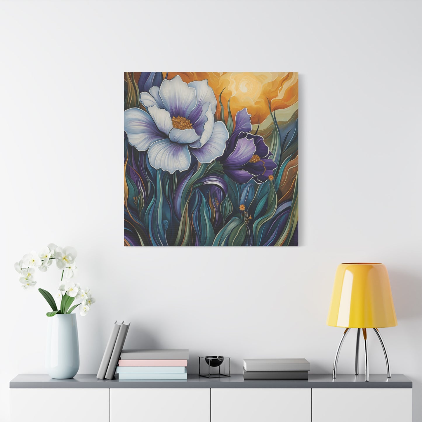 Floral Sunset Canvas Art Print - Vibrant Wall Decor