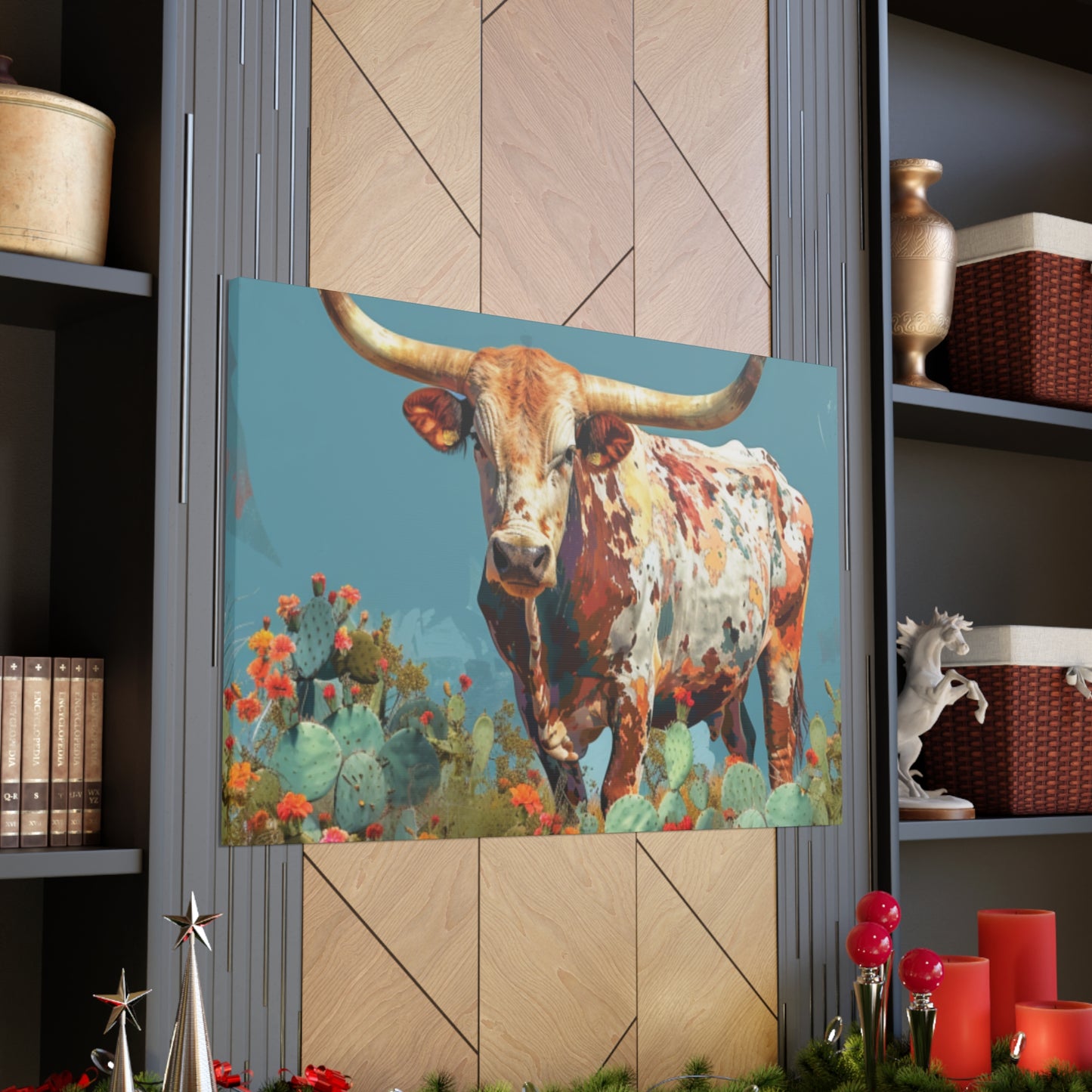 Long Horn Bull v8a Canvas Gallery Wrap