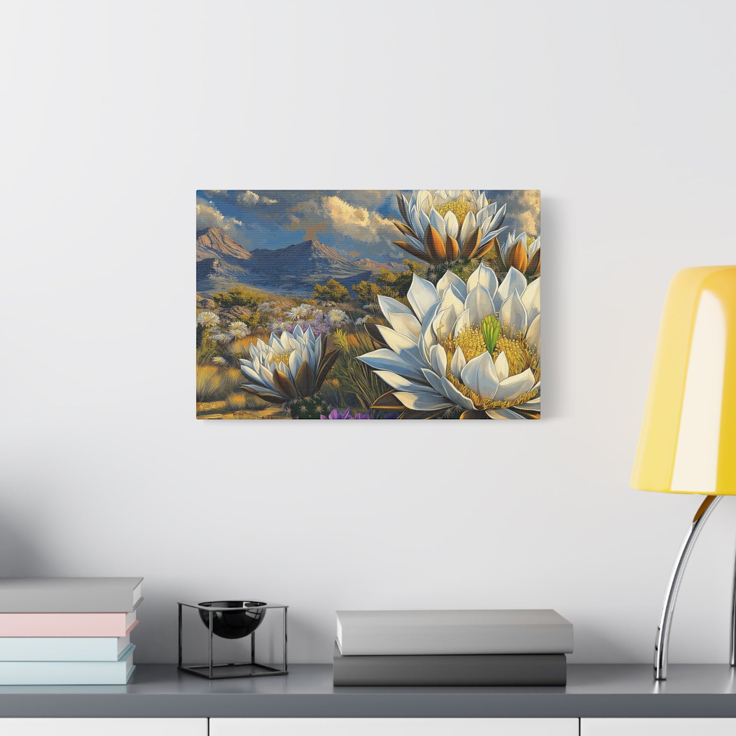 Floral Desert Landscape Canvas Art - Stretched Matte Wall Decor