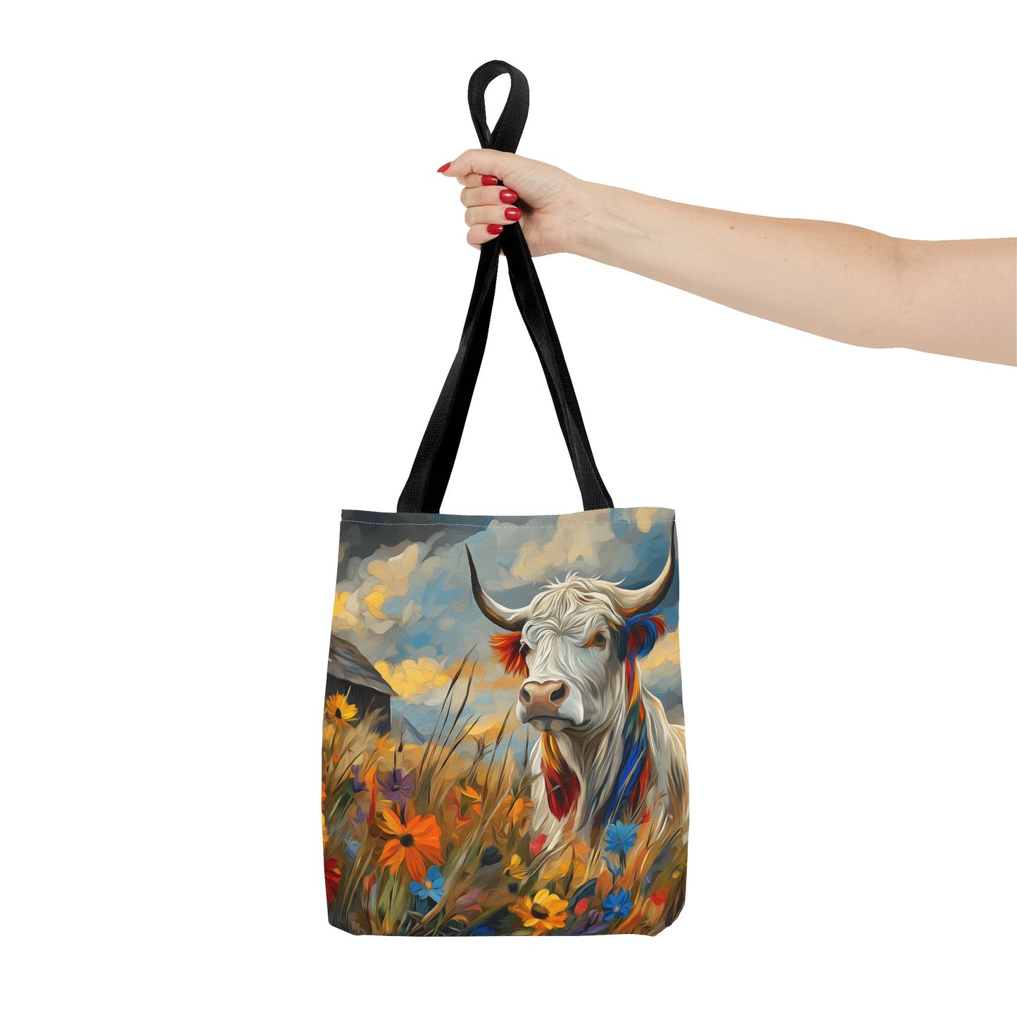 Colorful Cow Tote Bag - Close to Barn Design