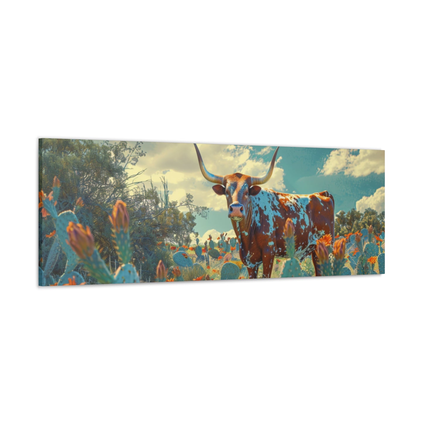 Long Horn Bull Wide v14j Canvas Gallery Wraps