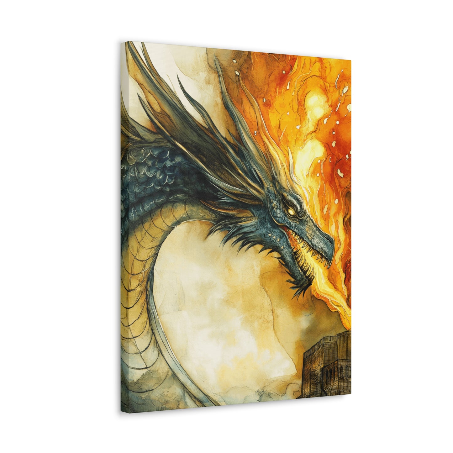 Canvas Gallery Wraps - Dragon Fire 7 Attachs Castle Wall Art Decor