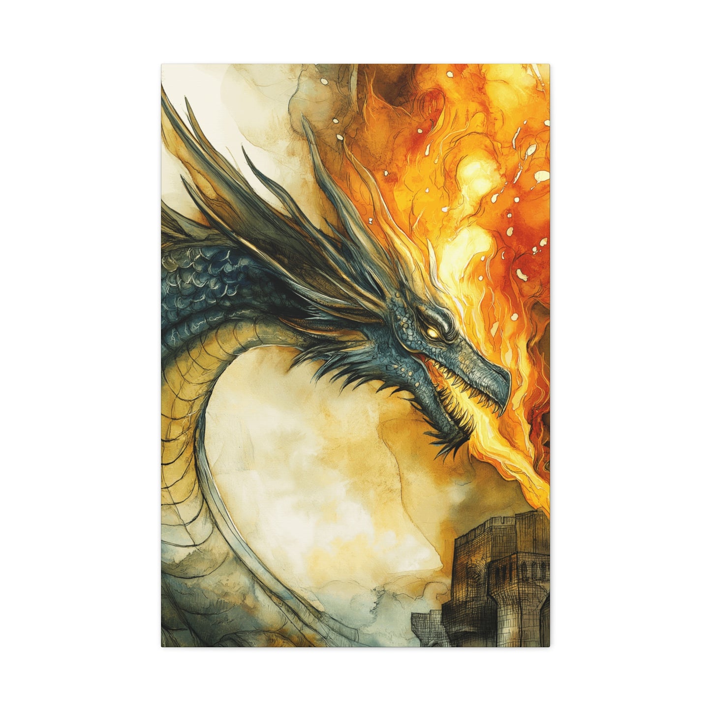 Canvas Gallery Wraps - Dragon Fire 7 Attachs Castle Wall Art Decor