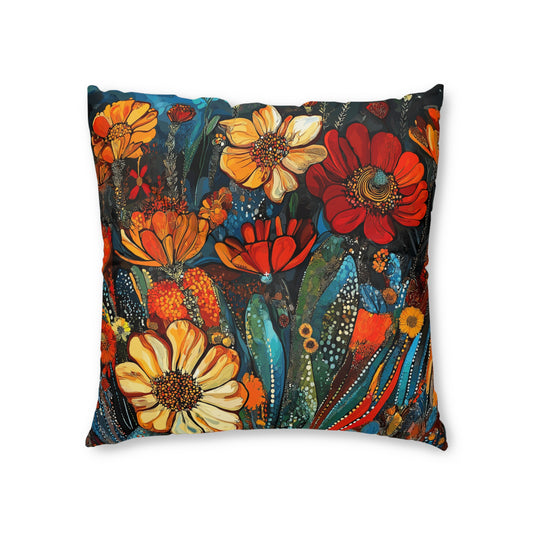 Square Floor Pillow - Bold, Colorful Cacti Flower Design