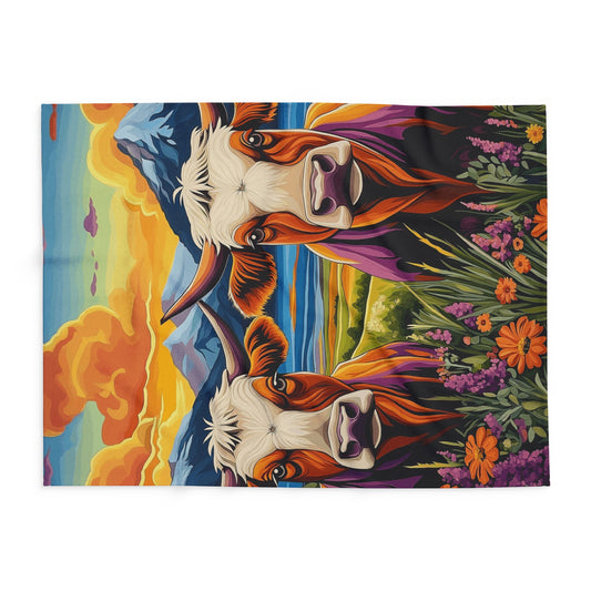 Cows with Wild Flowers Fleece Blanket