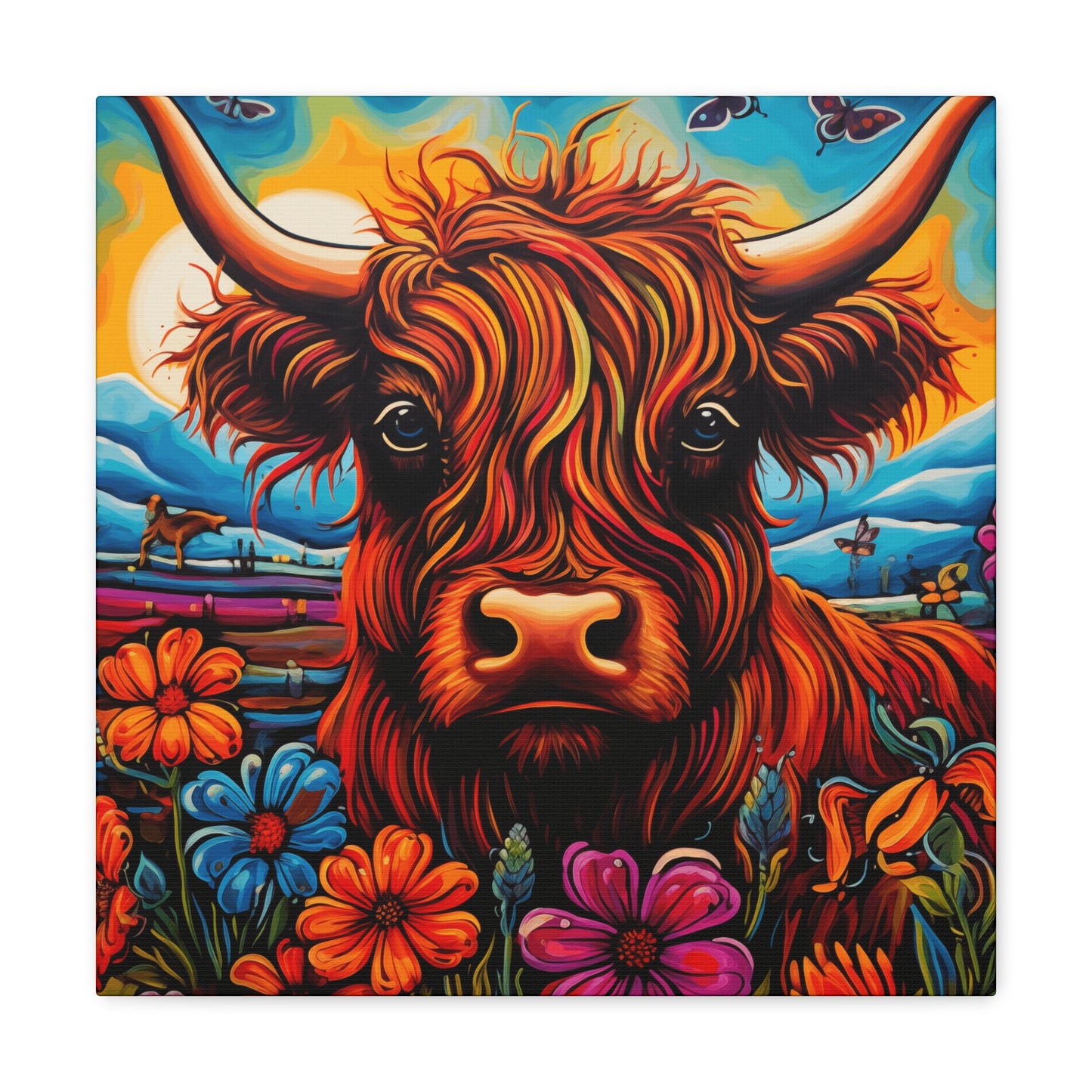 Canvas Wall Art - Highlands Cows in Rocky Mountains