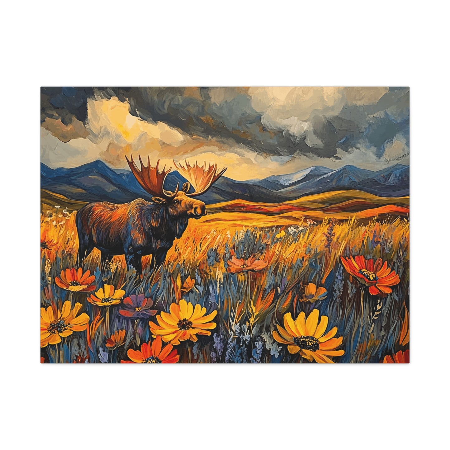 Canvas Gallery Wraps - Wild Flowers and Wild Moose Wall Art