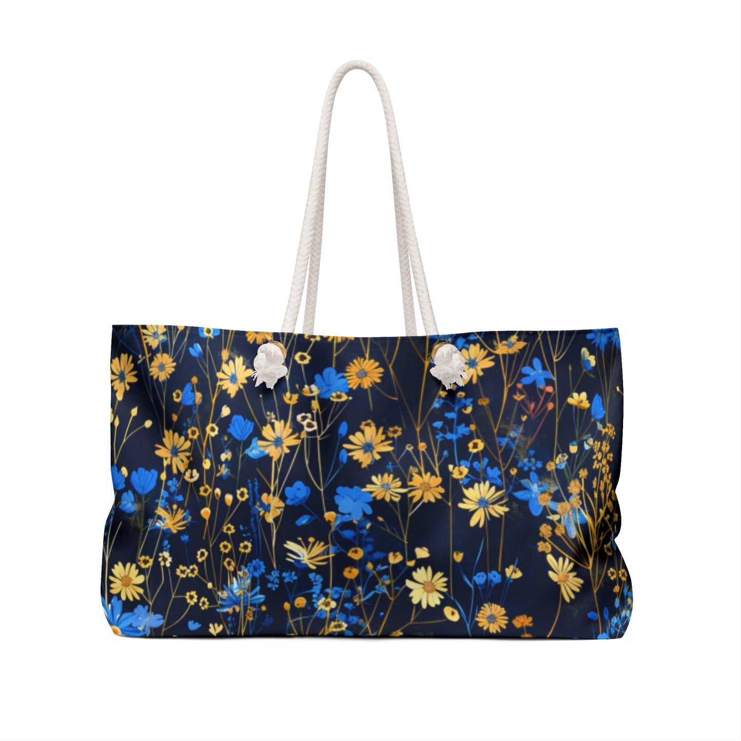 Blue & Gold Wild Flower Weekender Bag