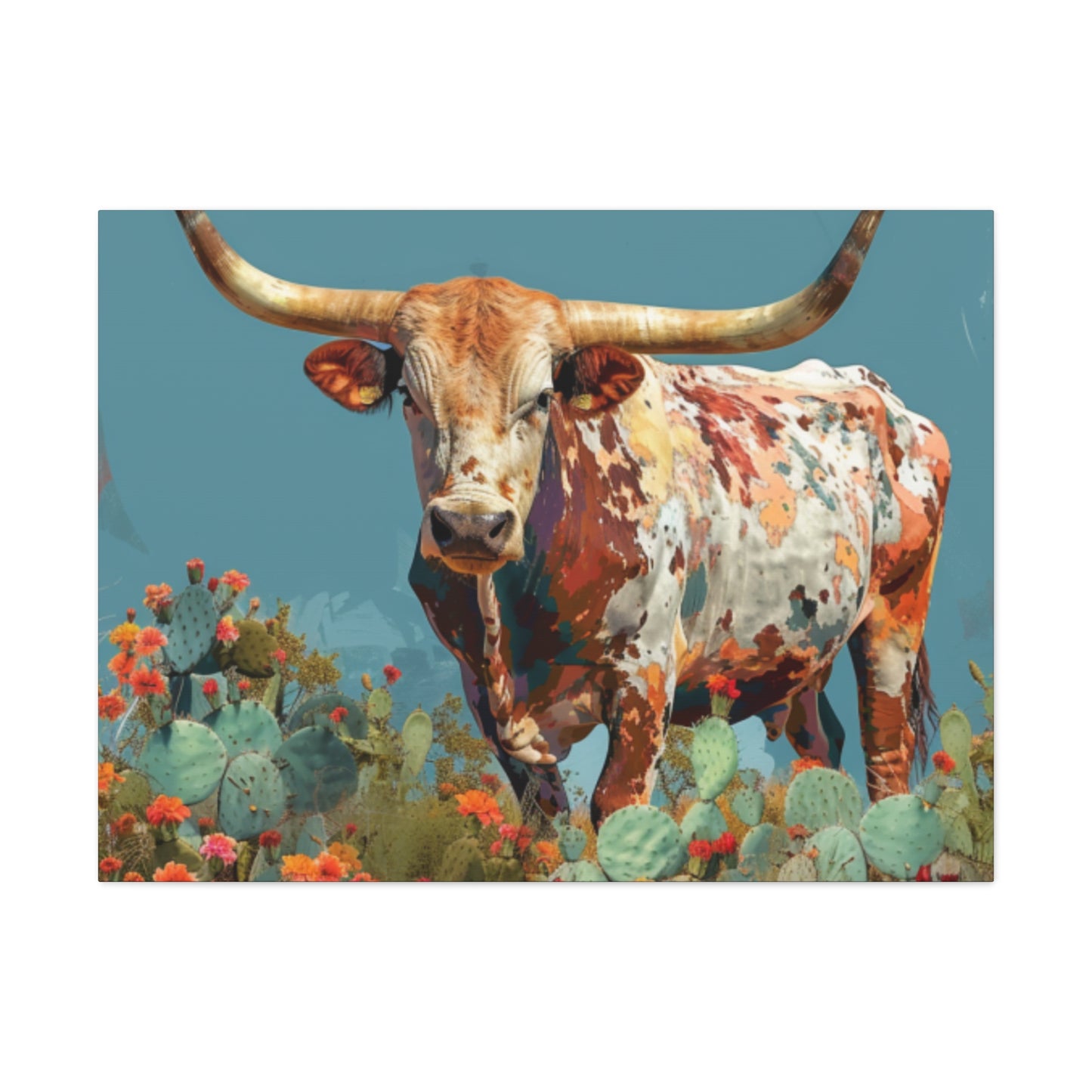 Long Horn Bull v8a Canvas Gallery Wrap