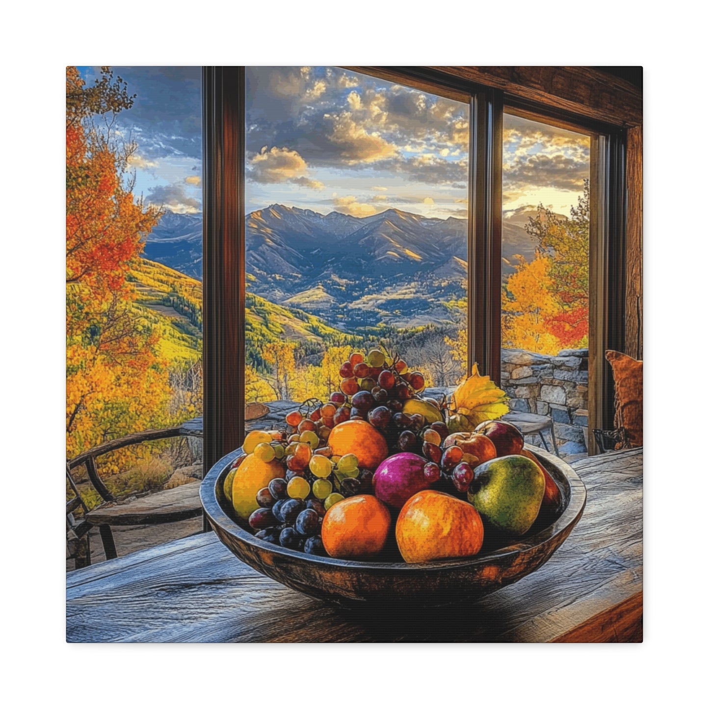 Canvas Gallery Wraps - Mountain View with Fruit Bowl